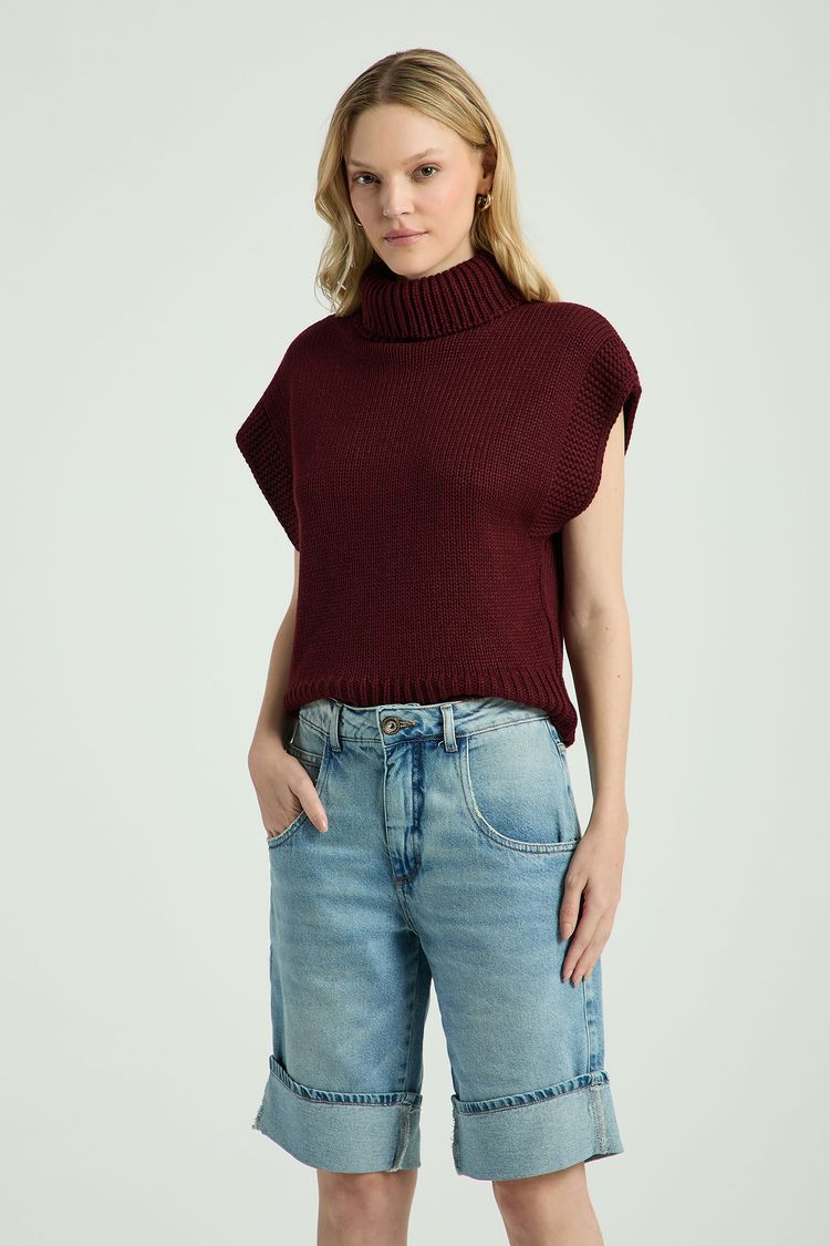 BERMUDA EM JEANS COM DOBRA NA PERNA-JEANS 36 - JEANS - 299984