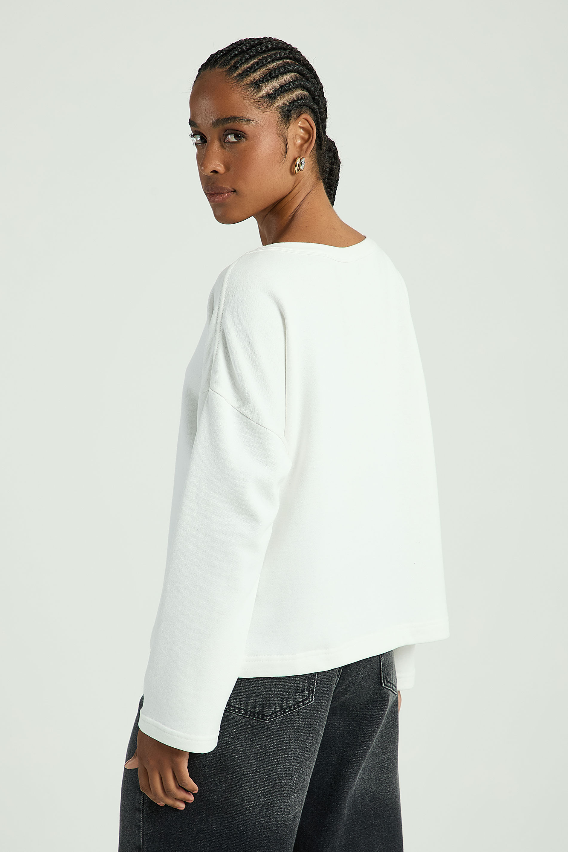 BLUSA MALHÃO COM SILK-OFF WHITE PP - OFF WHITE - 301133