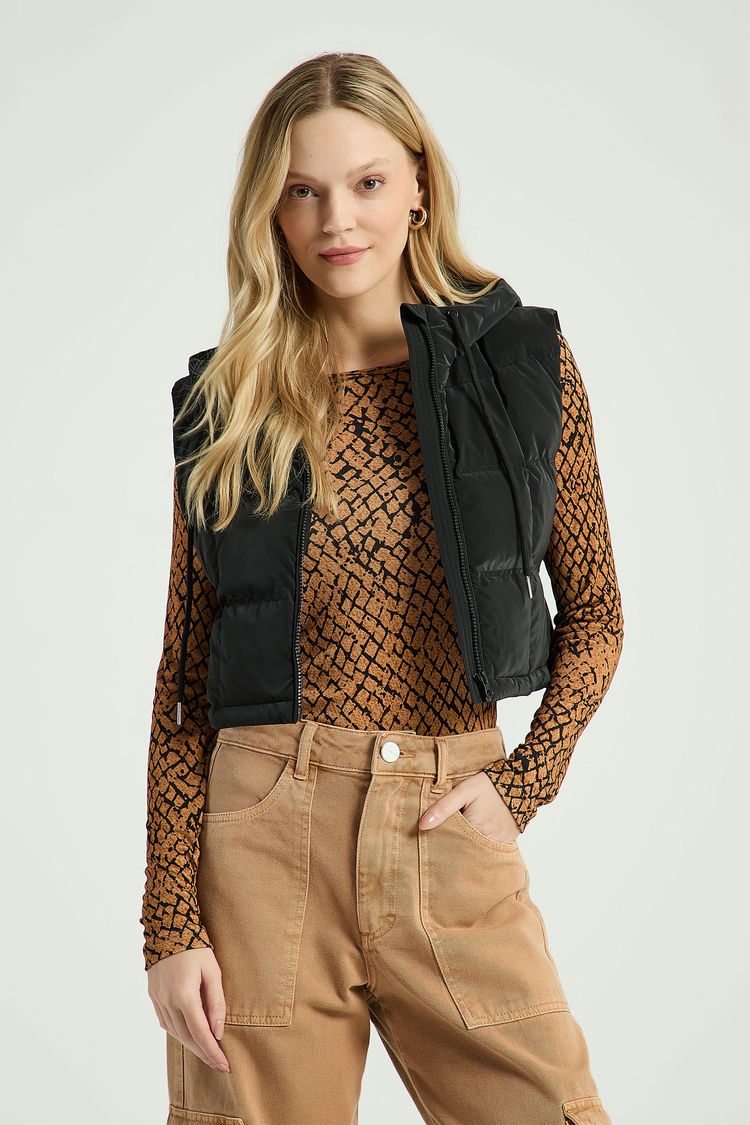 COLETE PUFFER-PRETO PP - PRETO - 301317