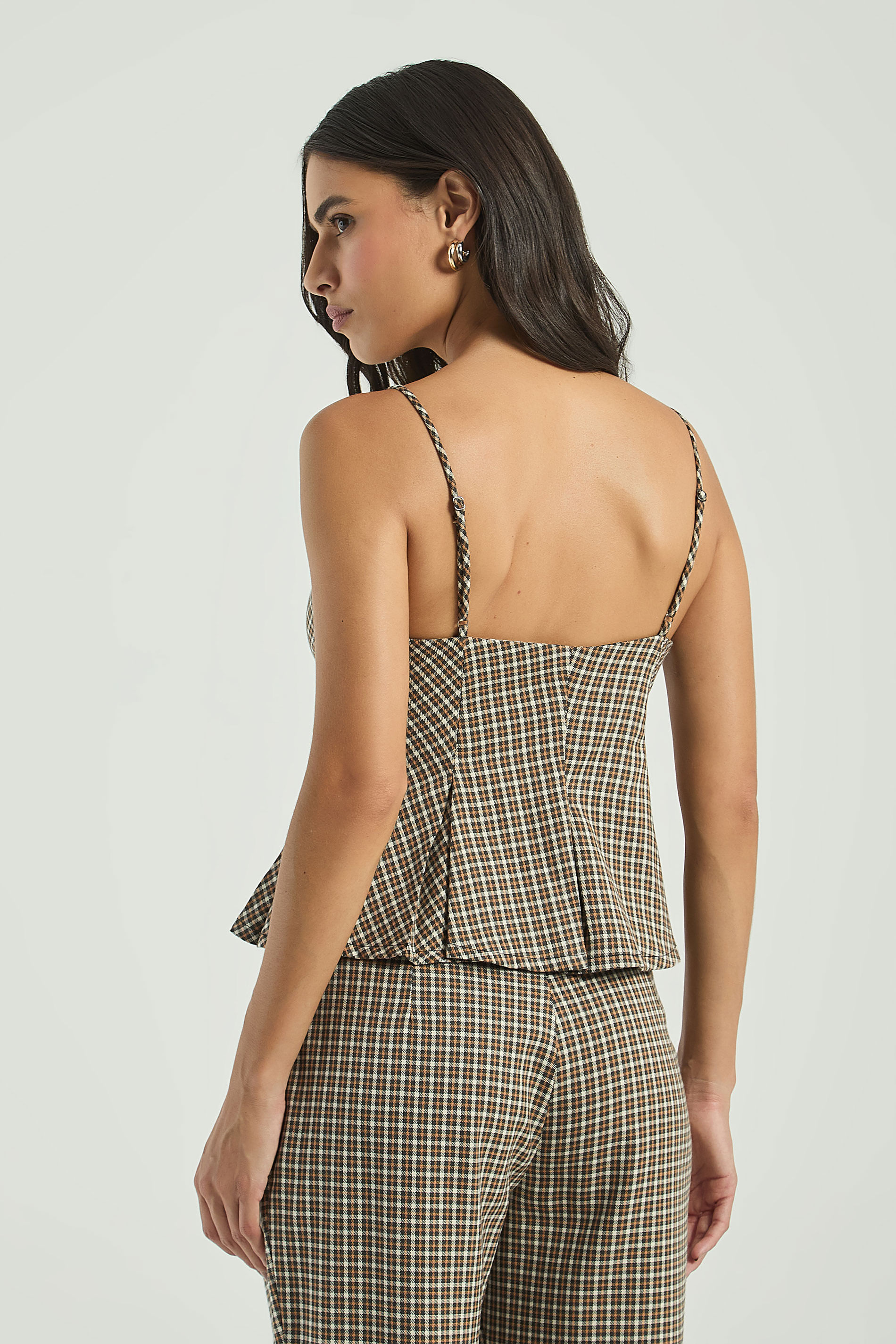 BLUSA MINI XADREZ-BEGE ESCURO GG - BEGE ESCURO - 302485