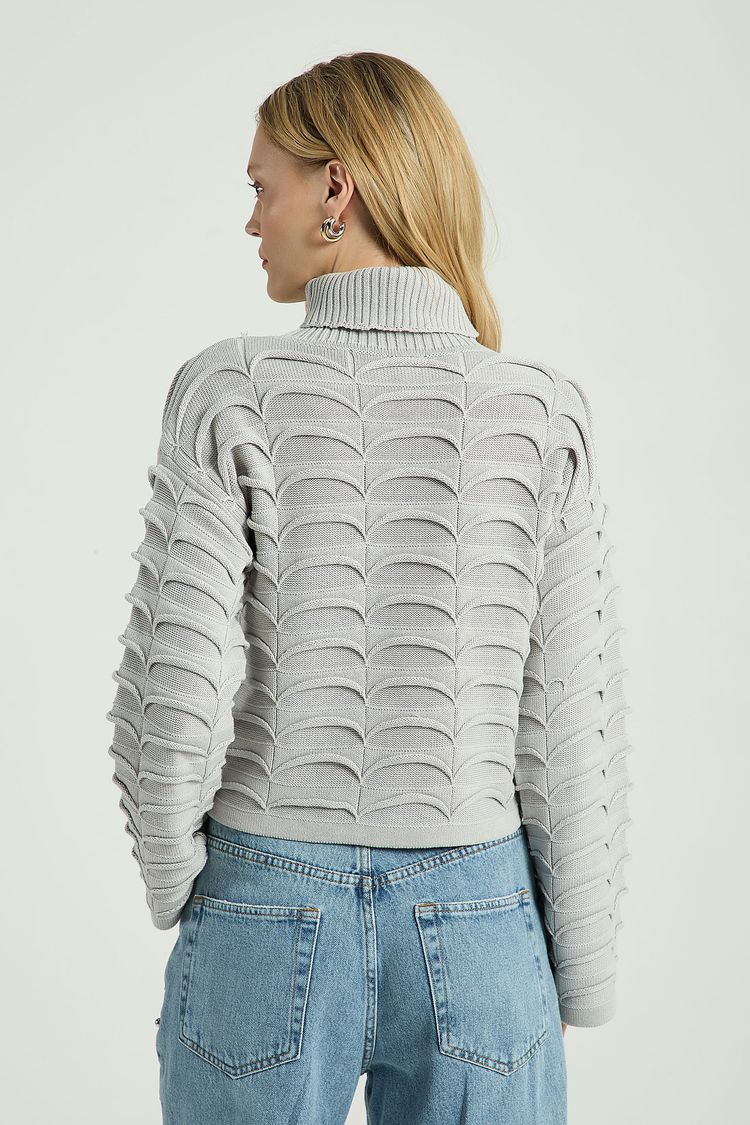 BLUSA EM TRICOT COM PONTO TRABALHADO-MOON PP - MOON - 302577