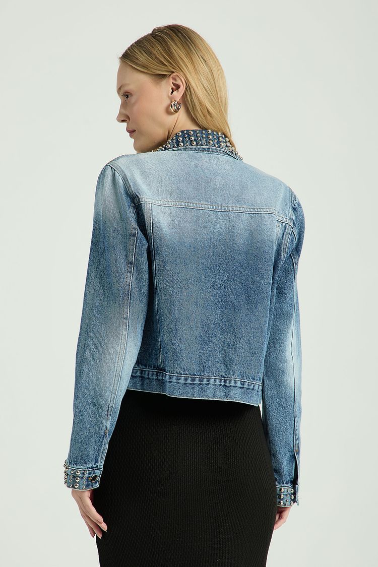 JAQUETA JEANS BORDADA - JEANS P - JEANS - 302775