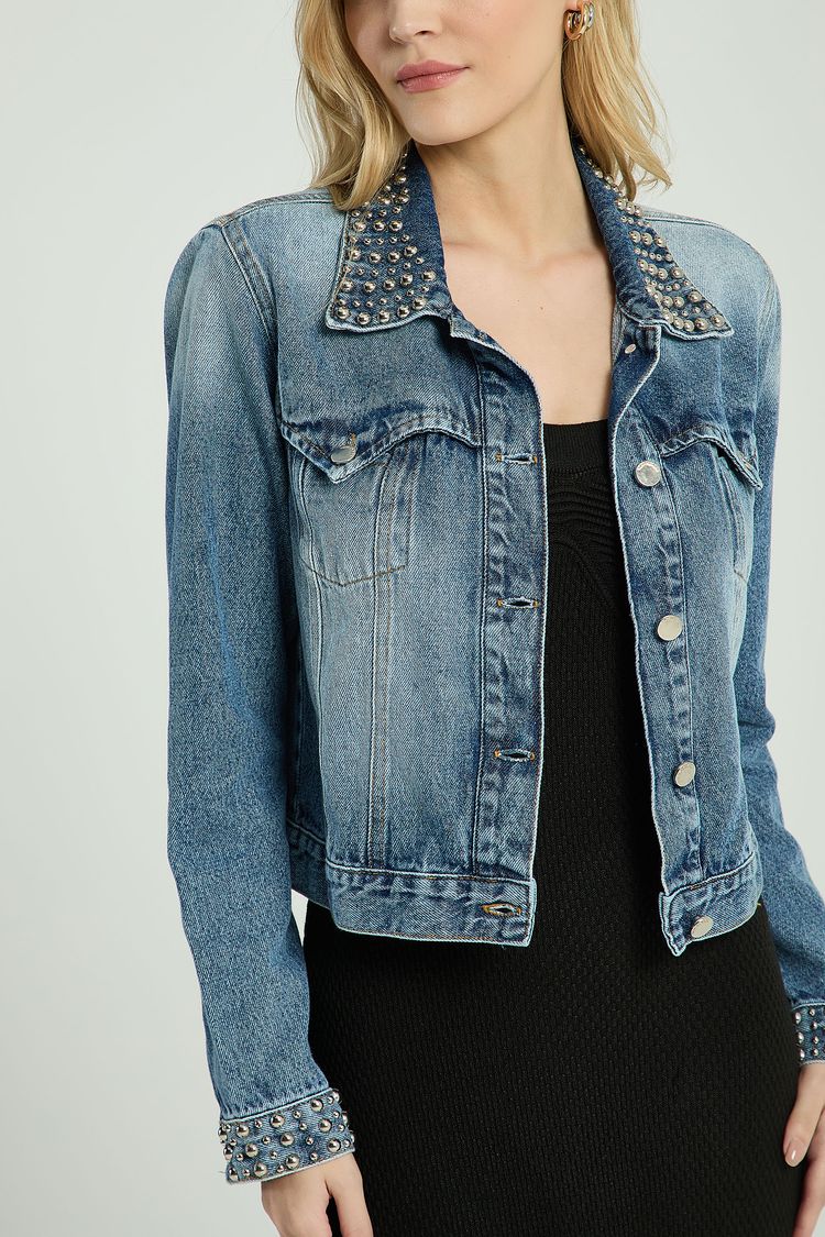 JAQUETA JEANS BORDADA - JEANS P - JEANS - 302777