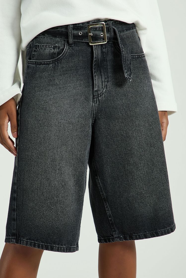 BERMUDÃO EM JEANS - BLACK JEANS 36 - BLACK JEANS - 302936