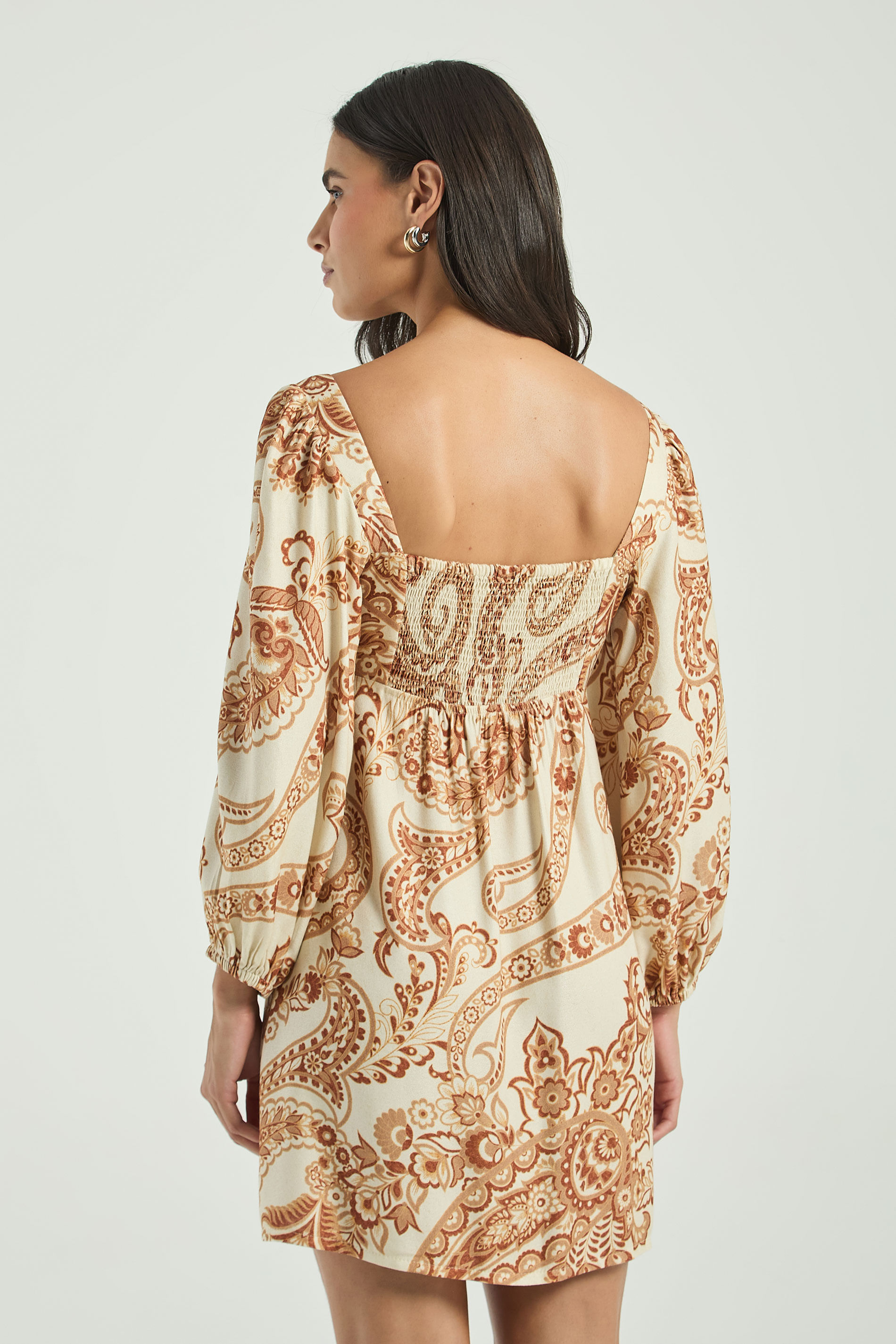 VESTIDO CURTO ESTAMPADO-EST CASHMERE SOBRE TOM PP - EST CASHMERE SOBRE TOM - 303139