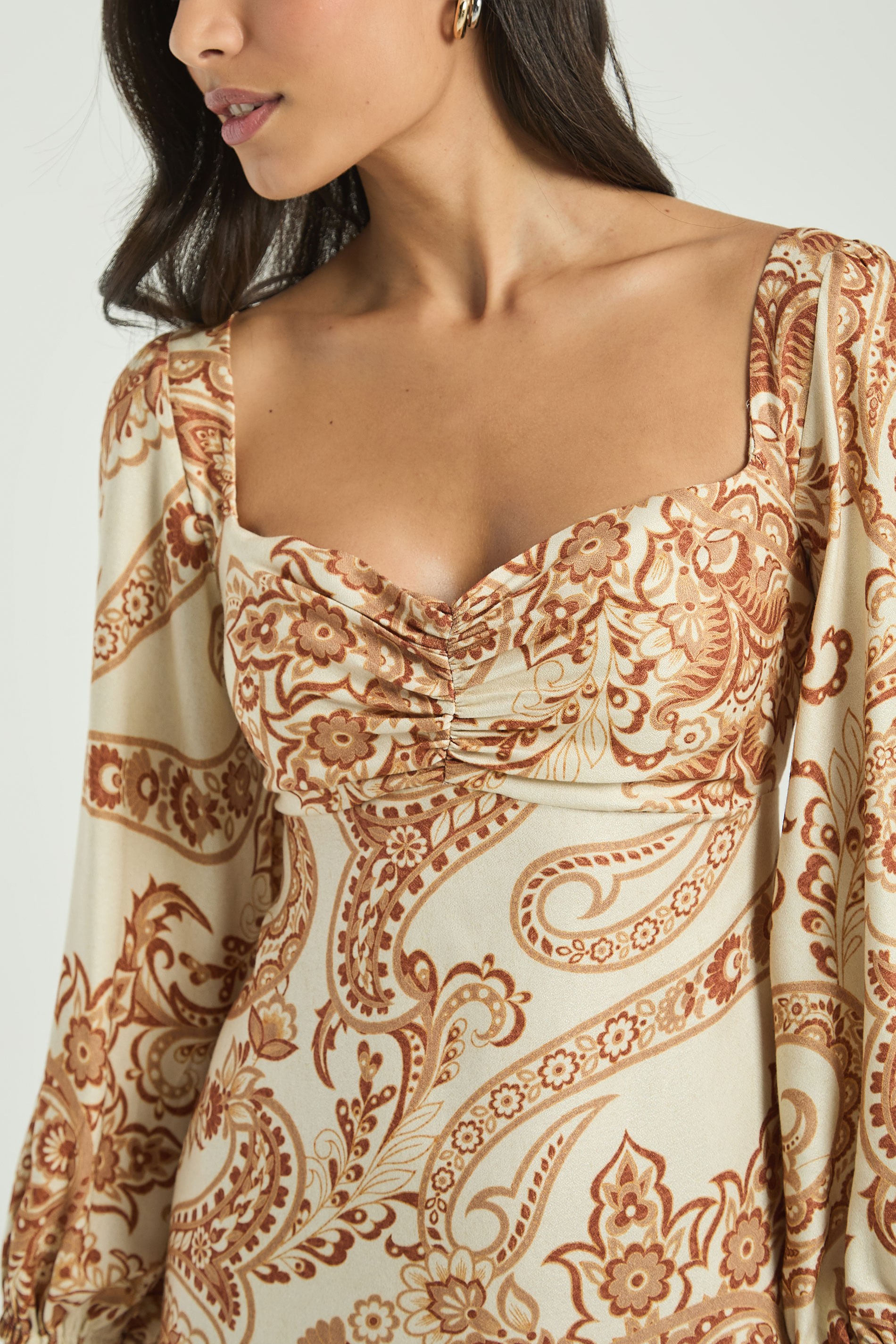 VESTIDO CURTO ESTAMPADO-EST CASHMERE SOBRE TOM PP - EST CASHMERE SOBRE TOM - 303147