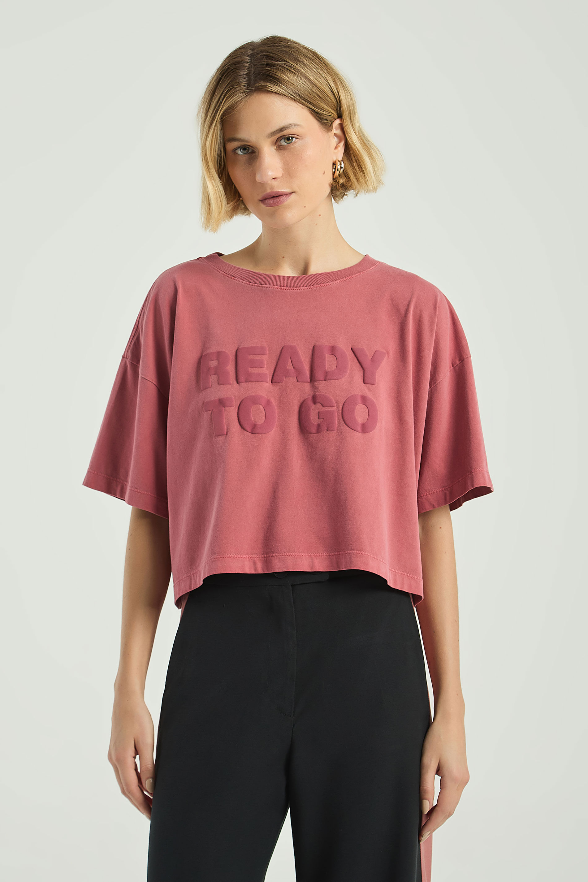 T-SHIRT CROPPED SILK READY TO GO-ROSE G - ROSE - 304798