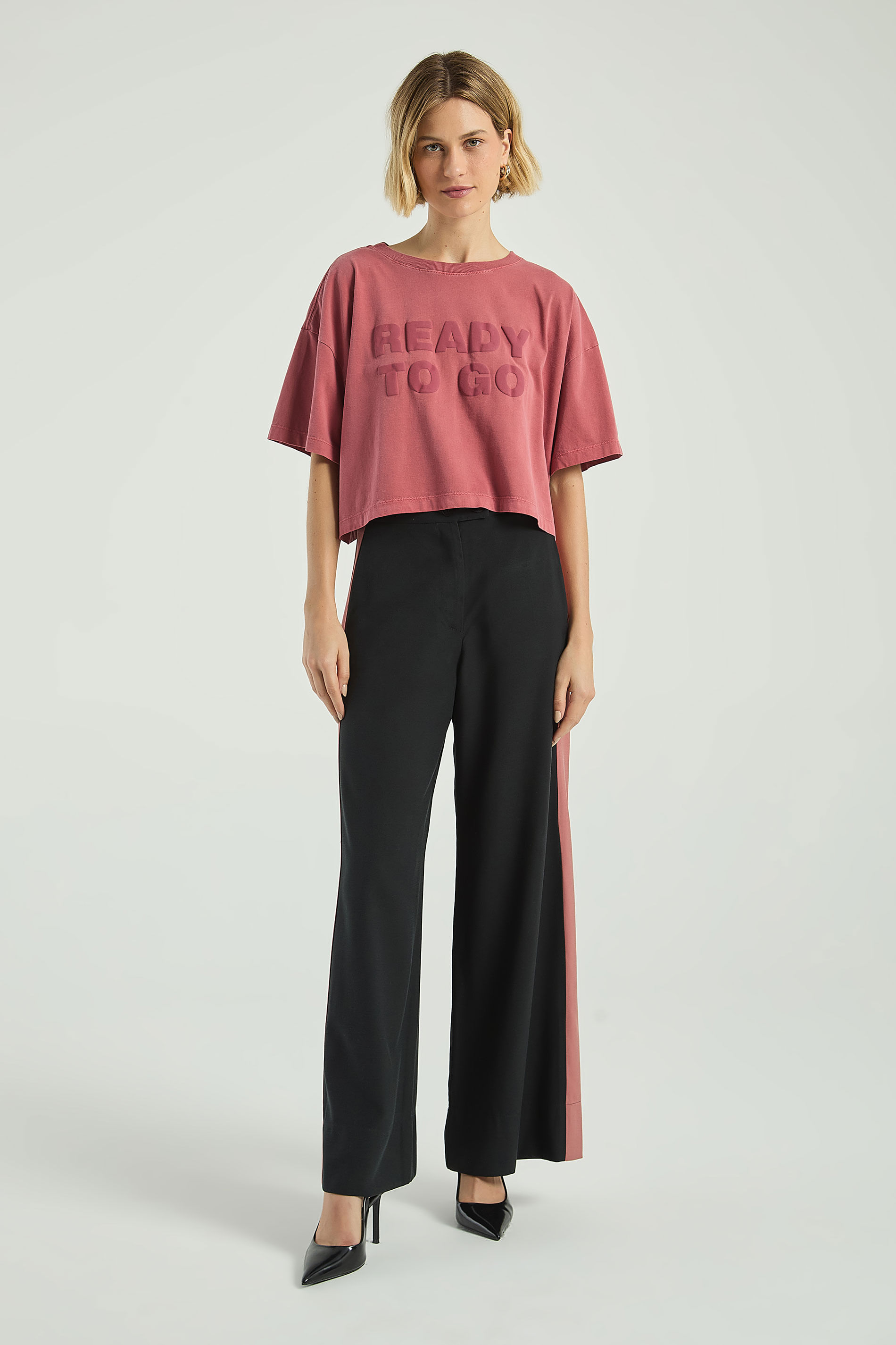 T-SHIRT CROPPED SILK READY TO GO-ROSE G - ROSE - 304805