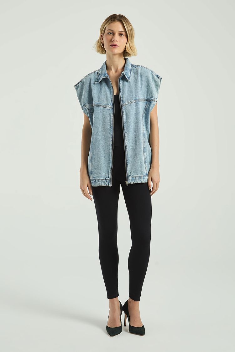 MAXI COLETE JEANS COM OMBREIRA-JEANS MEDIO M - JEANS MEDIO - 304865