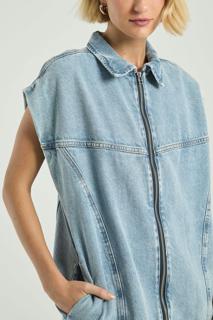 MAXI COLETE JEANS COM OMBREIRA-JEANS MEDIO M - JEANS MEDIO - 304869