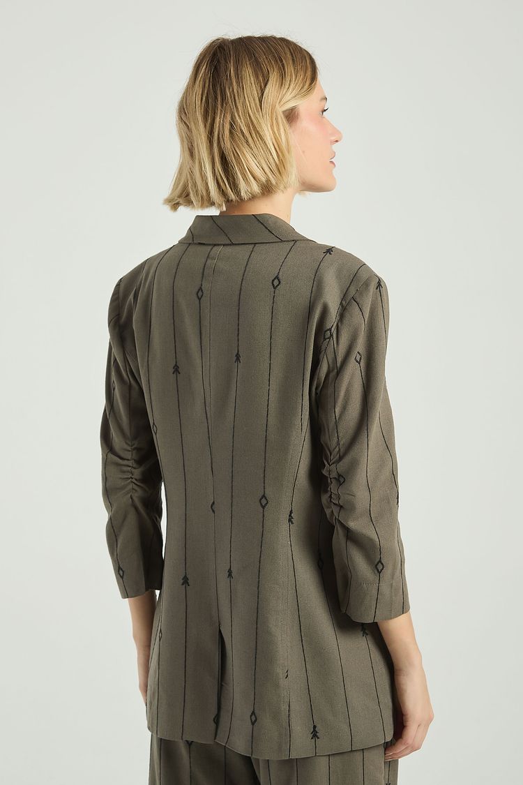 BLAZER LINHO OVERSIZE BORDADO-VERDE ESCURO G - VERDE ESCURO - 305142