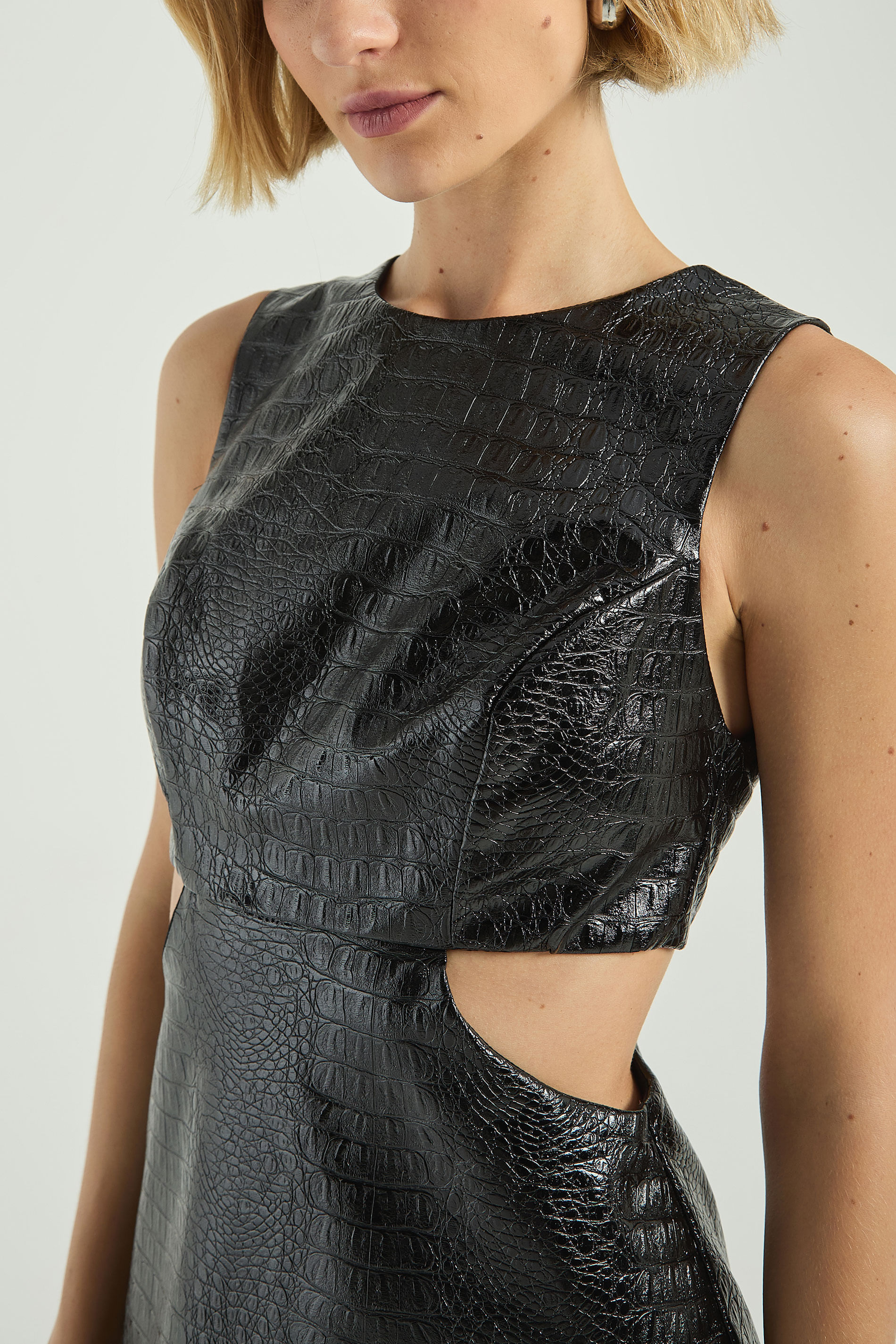 VESTIDO COURO CROCO-PRETO G - PRETO - 305309