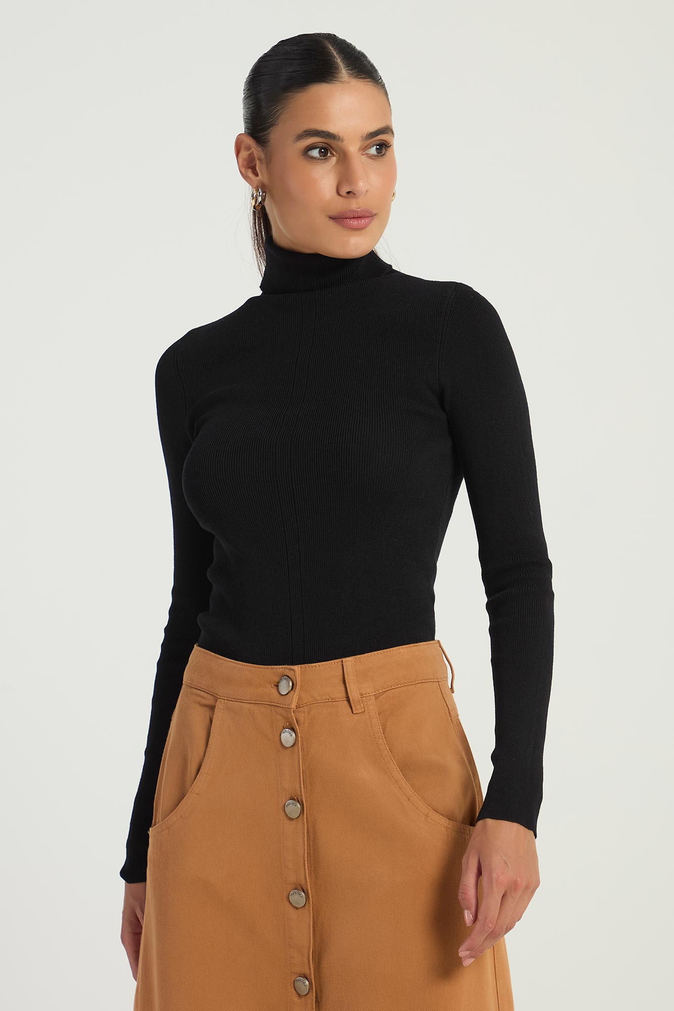 BLUSA GOLA  ALTA-PRETO PP - PRETO - 306078
