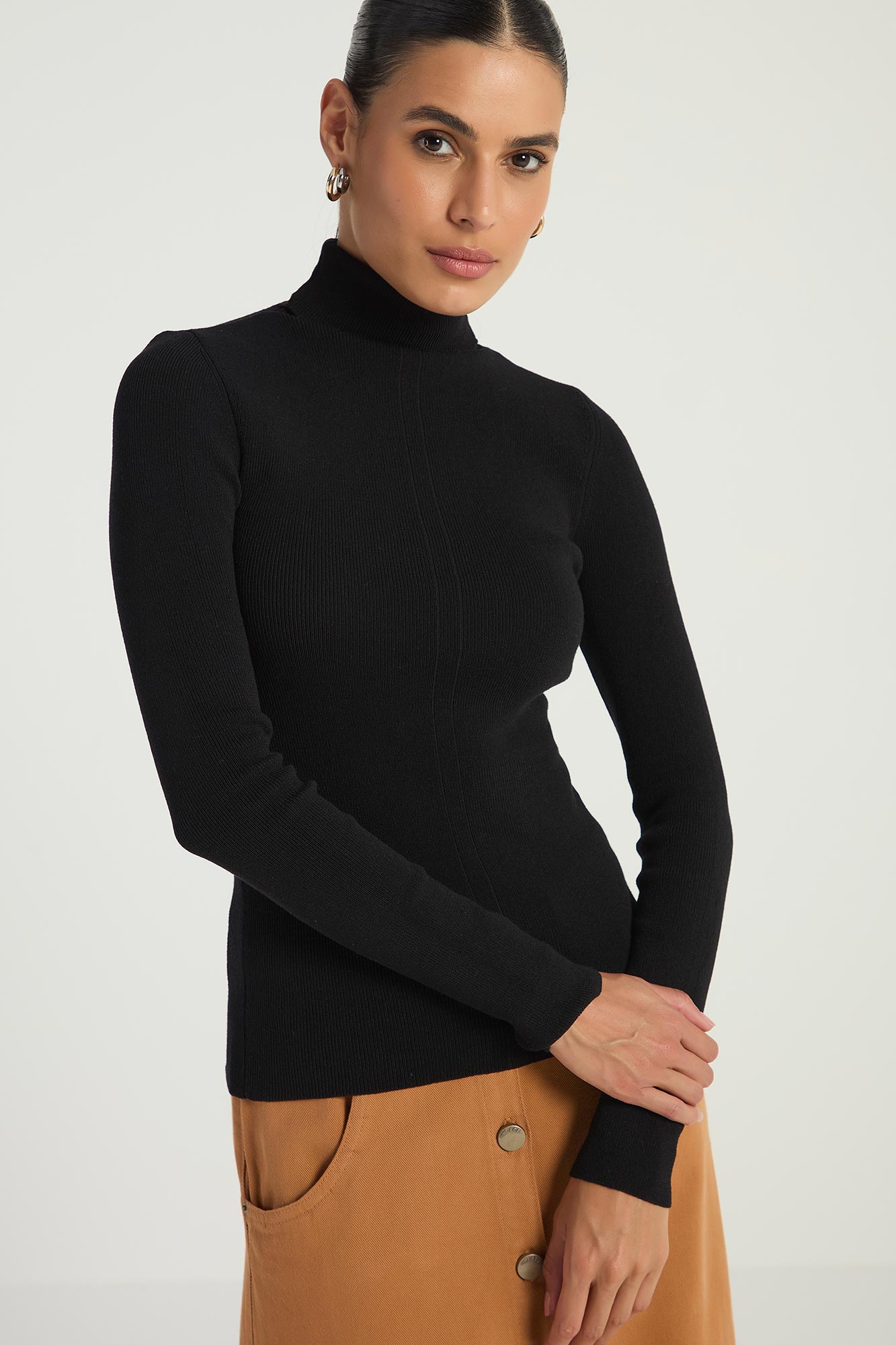 BLUSA GOLA  ALTA-PRETO PP - PRETO - 306081