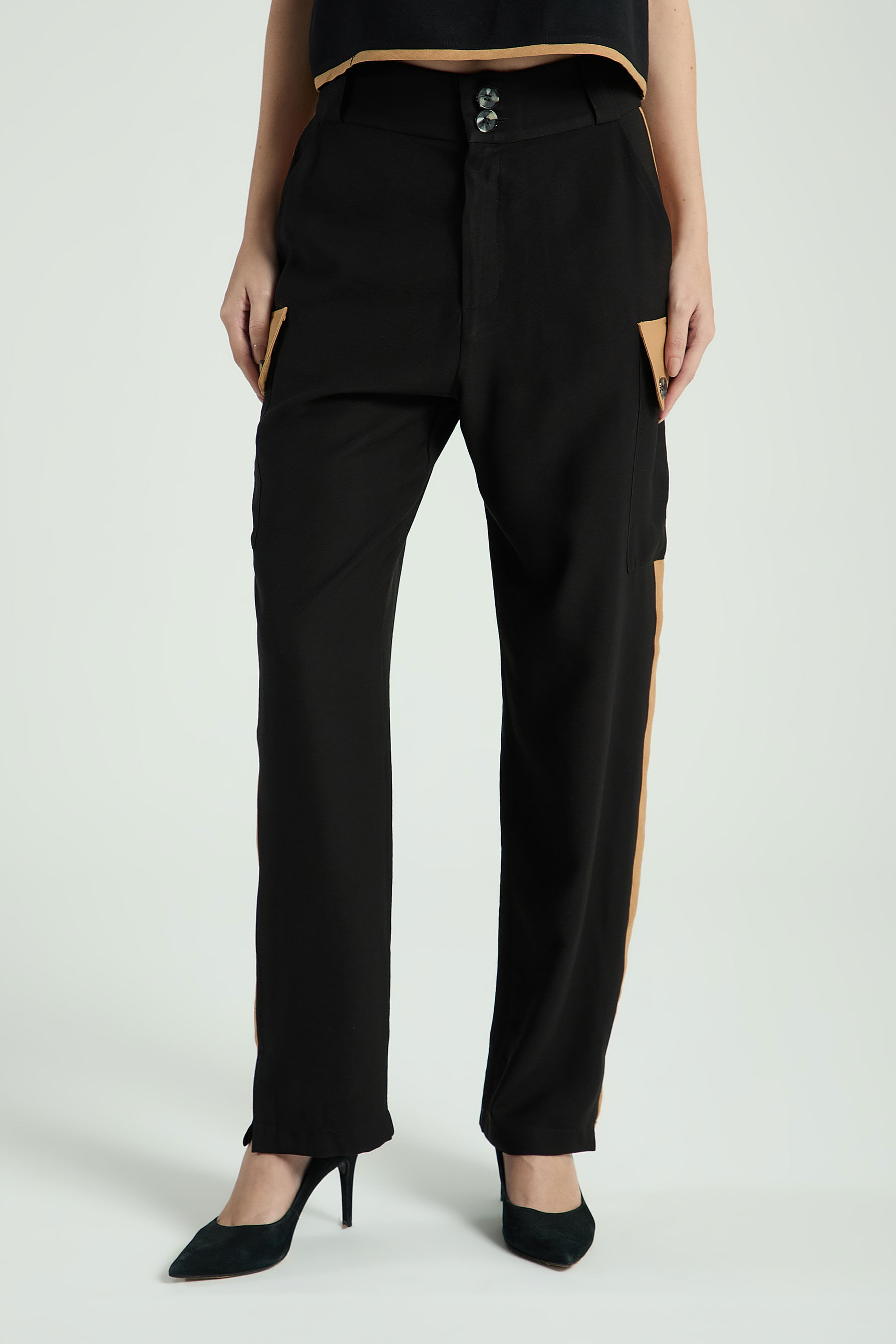 CALÇA MIX CORES-PRETO / BEGE ESCURO P - PRETO / BEGE ESCURO - 306692