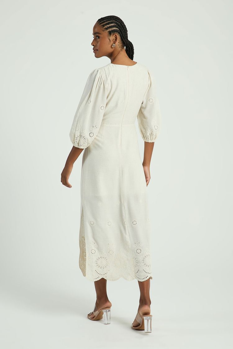 VESTIDO BUSTO NÓ BARRADO-AVEIA PP - AVEIA - 306928
