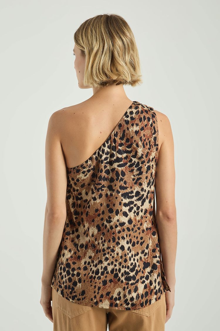 BLUSA ESTAMPADA COM UM OMBRO-EST ONCA PINTADA M - EST ONCA PINTADA - 307707