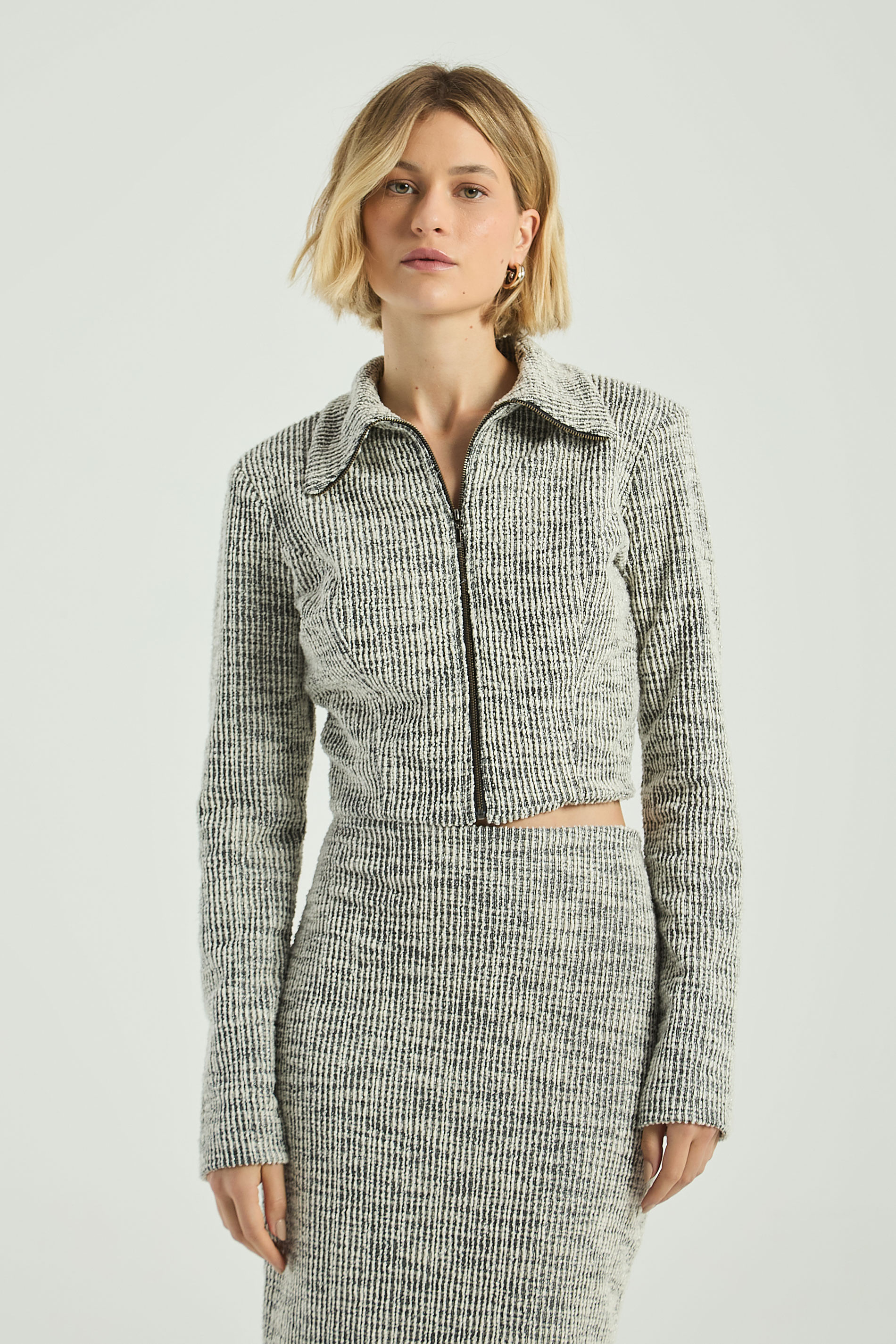 CASAQUETO MALHA TWEED-PRETO G - PRETO - 308113