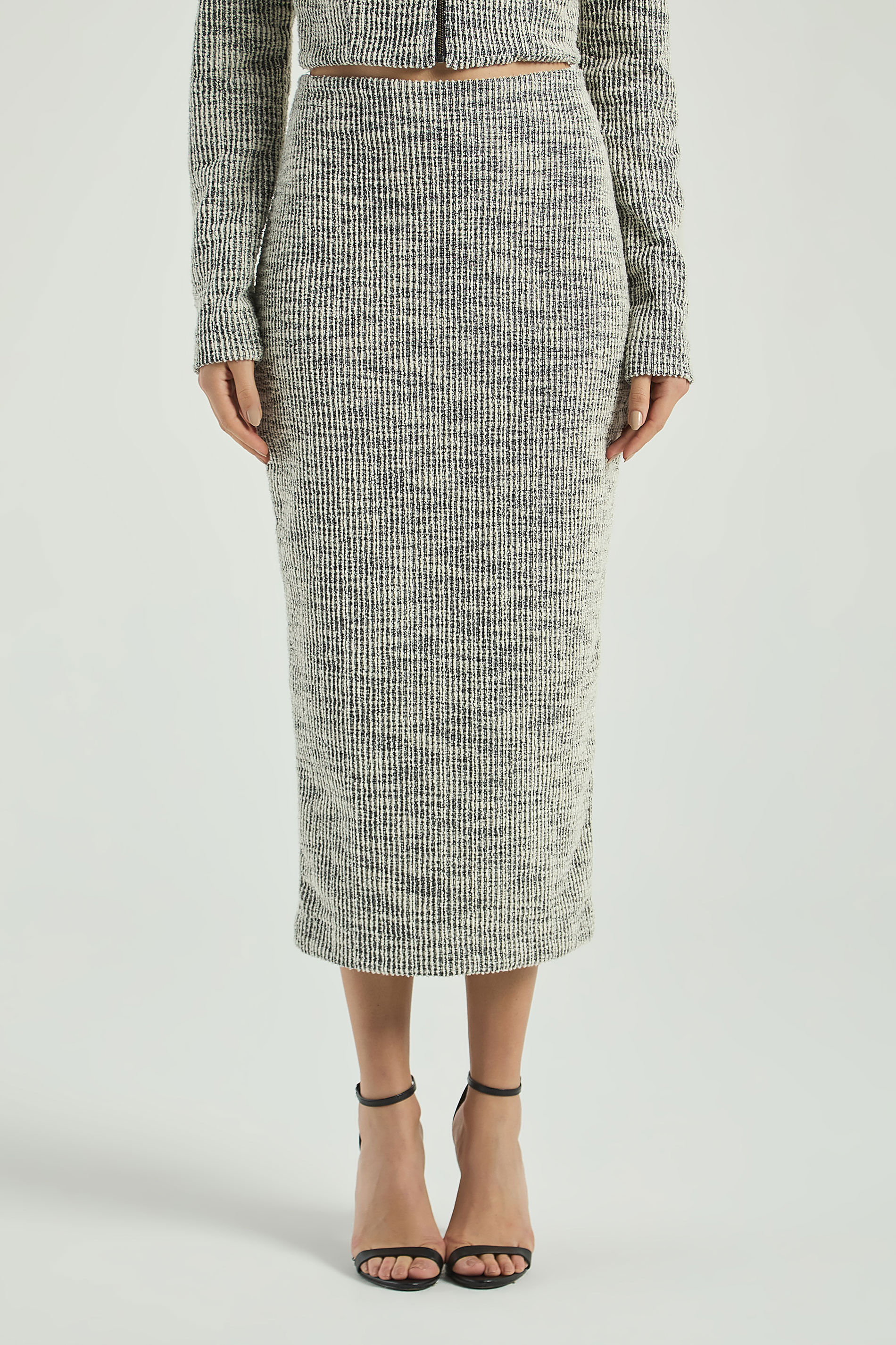 SAIA MIDI MALHA TWEED-PRETO PP - PRETO - 308143