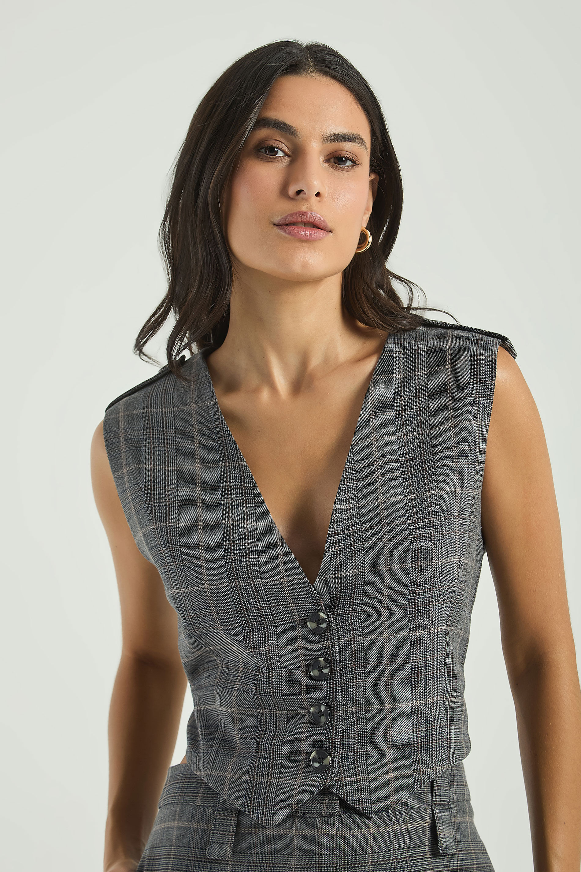 BLUSA ALETAS XADREZ-PRETO G - PRETO - 308164
