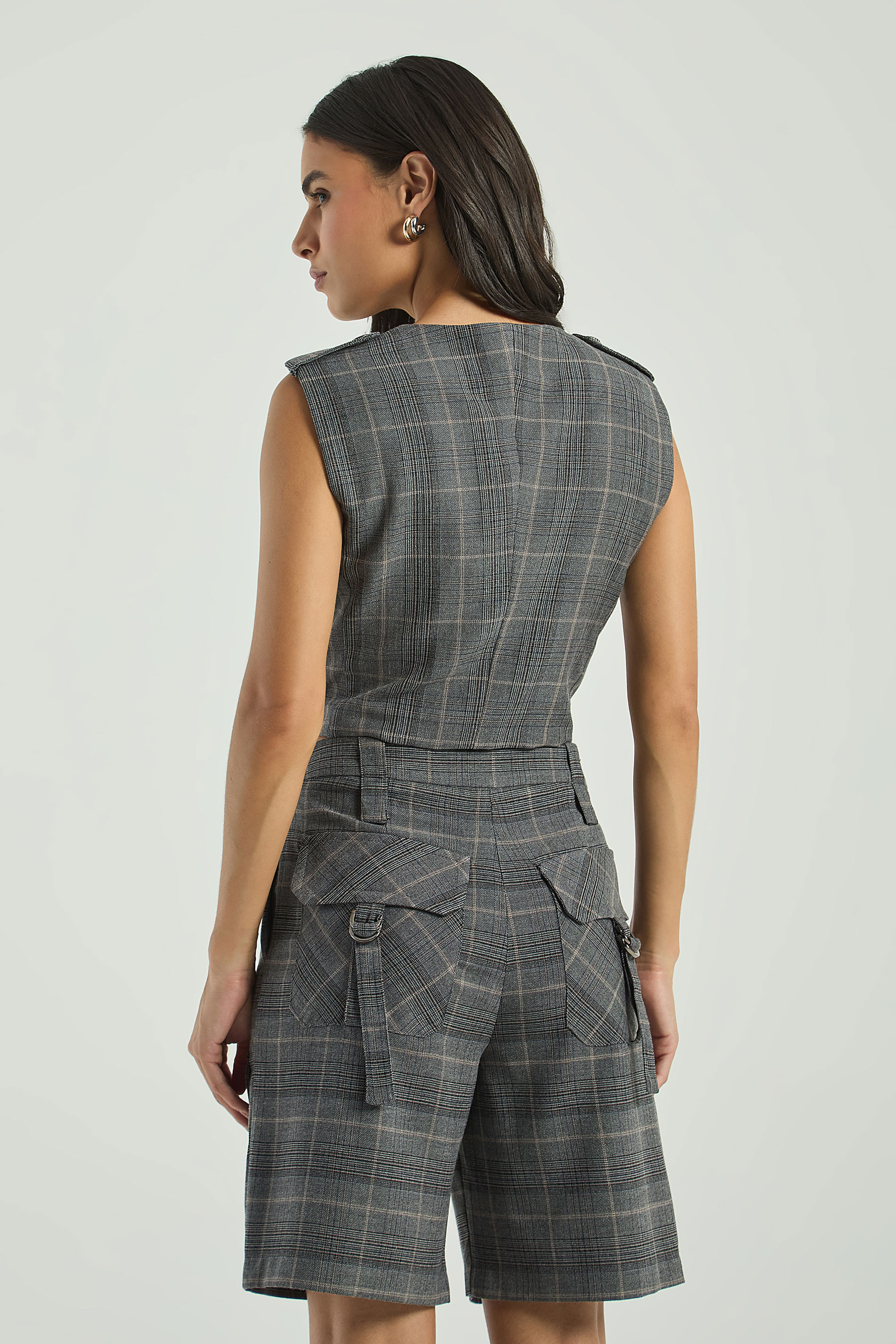 BLUSA ALETAS XADREZ-PRETO G - PRETO - 308169