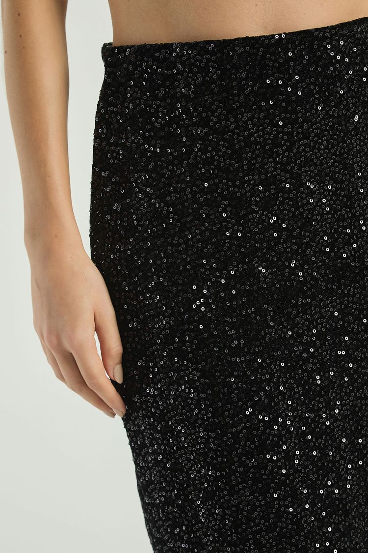 SAIA MIDI PAETÊ-PRETO PP - PRETO - 308299