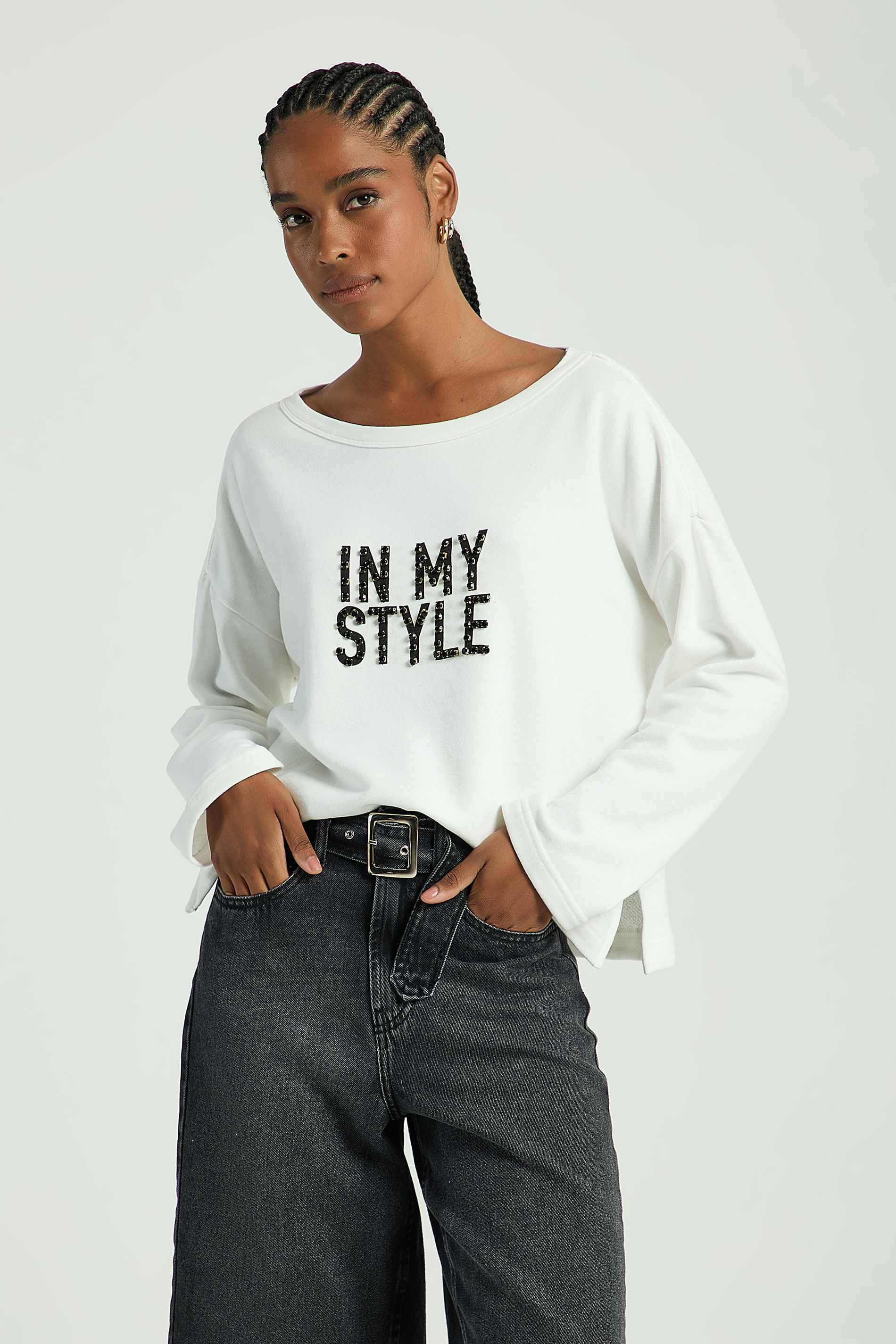 BLUSA MALHÃO COM SILK-OFF WHITE PP - OFF WHITE - 309423