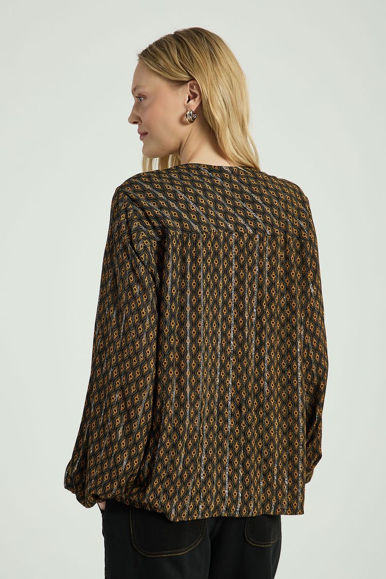 CAMISA BOHO COM LUREX-PRETO P - PRETO - 309546