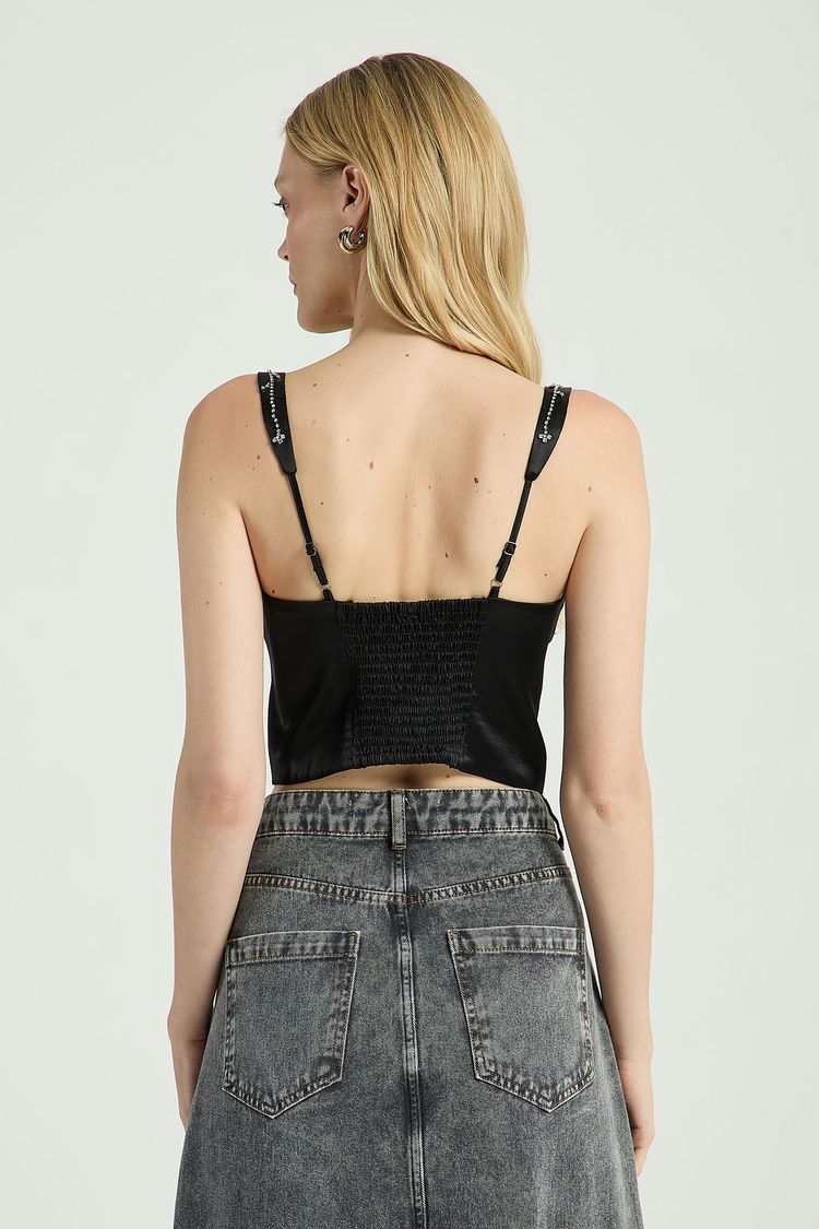 CROPPED CORSELET-PRETO P - PRETO - 309639