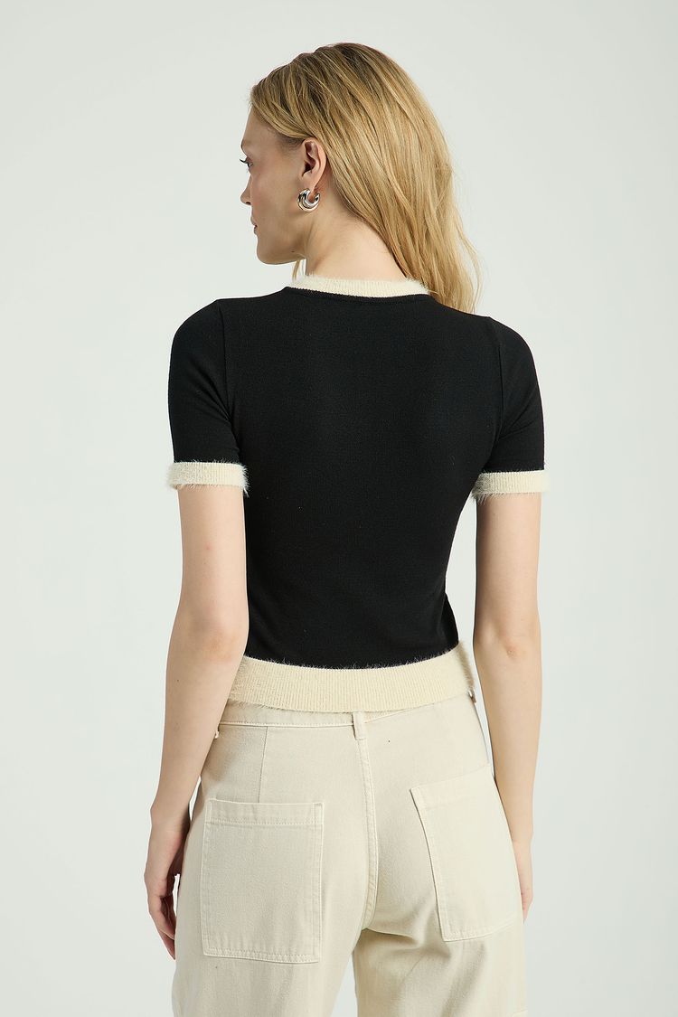 BLUSA EM TRICOT ANGORÁ-PRETO / AVEIA G - PRETO / AVEIA - 309949