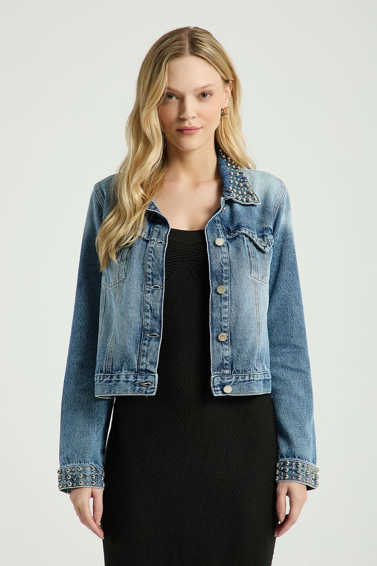JAQUETA JEANS BORDADA - JEANS P - JEANS - 310053