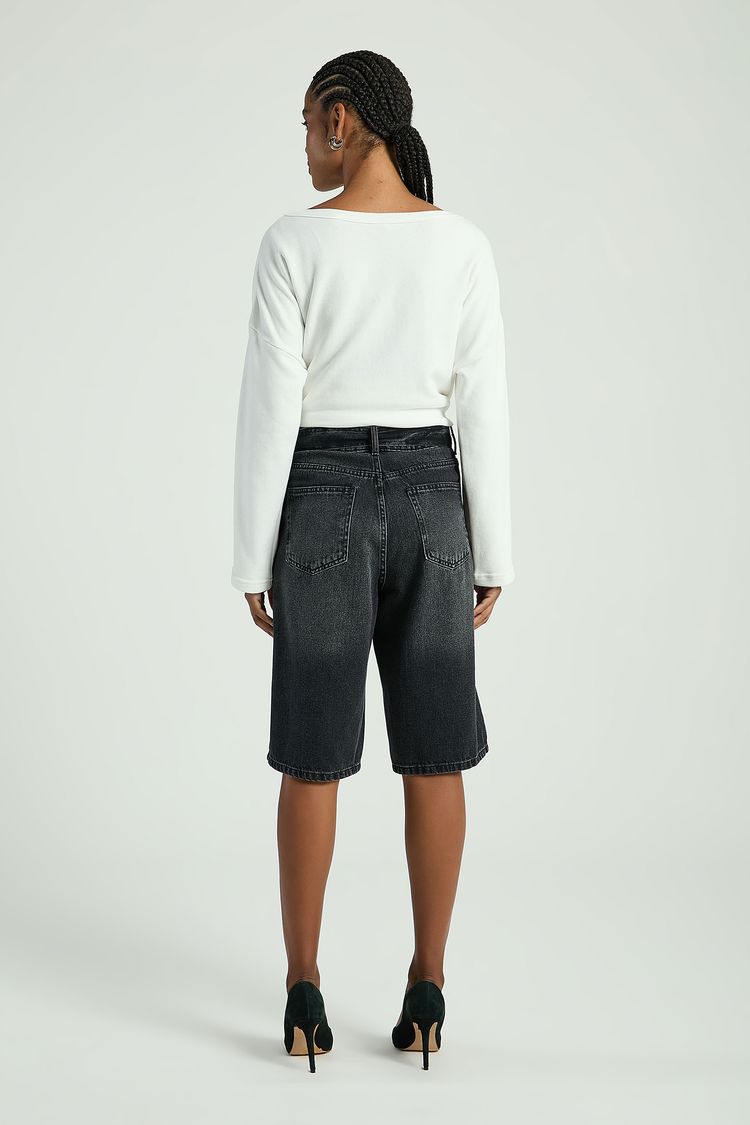 BERMUDÃO EM JEANS - BLACK JEANS 36 - BLACK JEANS - 310178