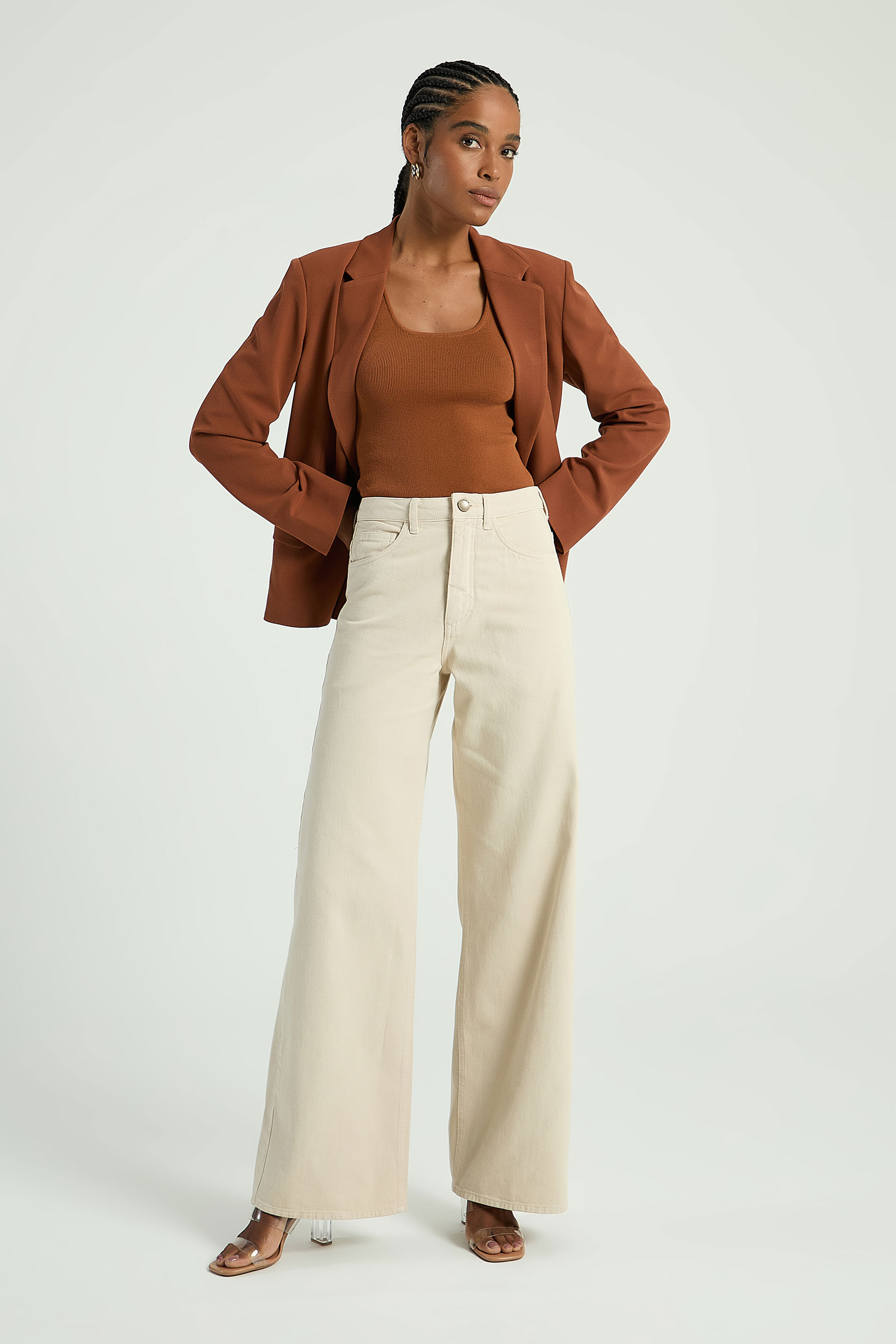 CALÇA PANTALONA EM SARJA-AVEIA 44 - AVEIA - 310217