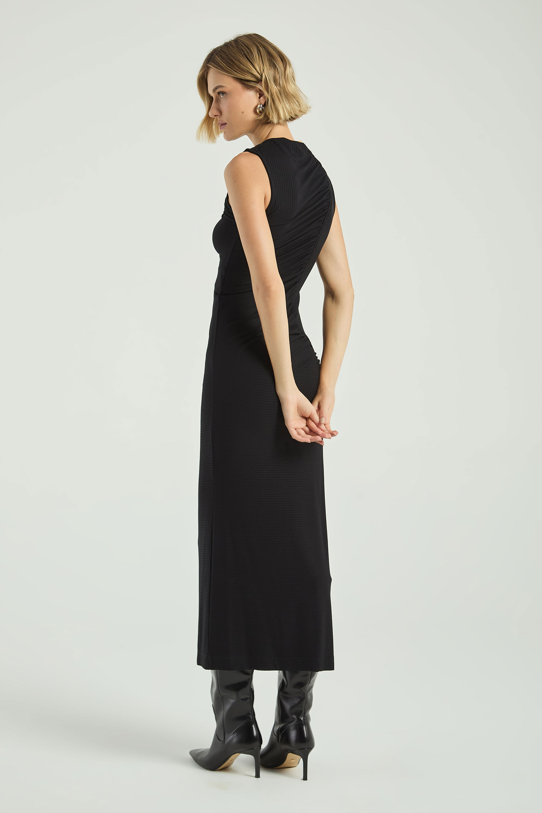 VESTIDO RIBANA FRANZIDO - PRETO PP - PRETO - 310288