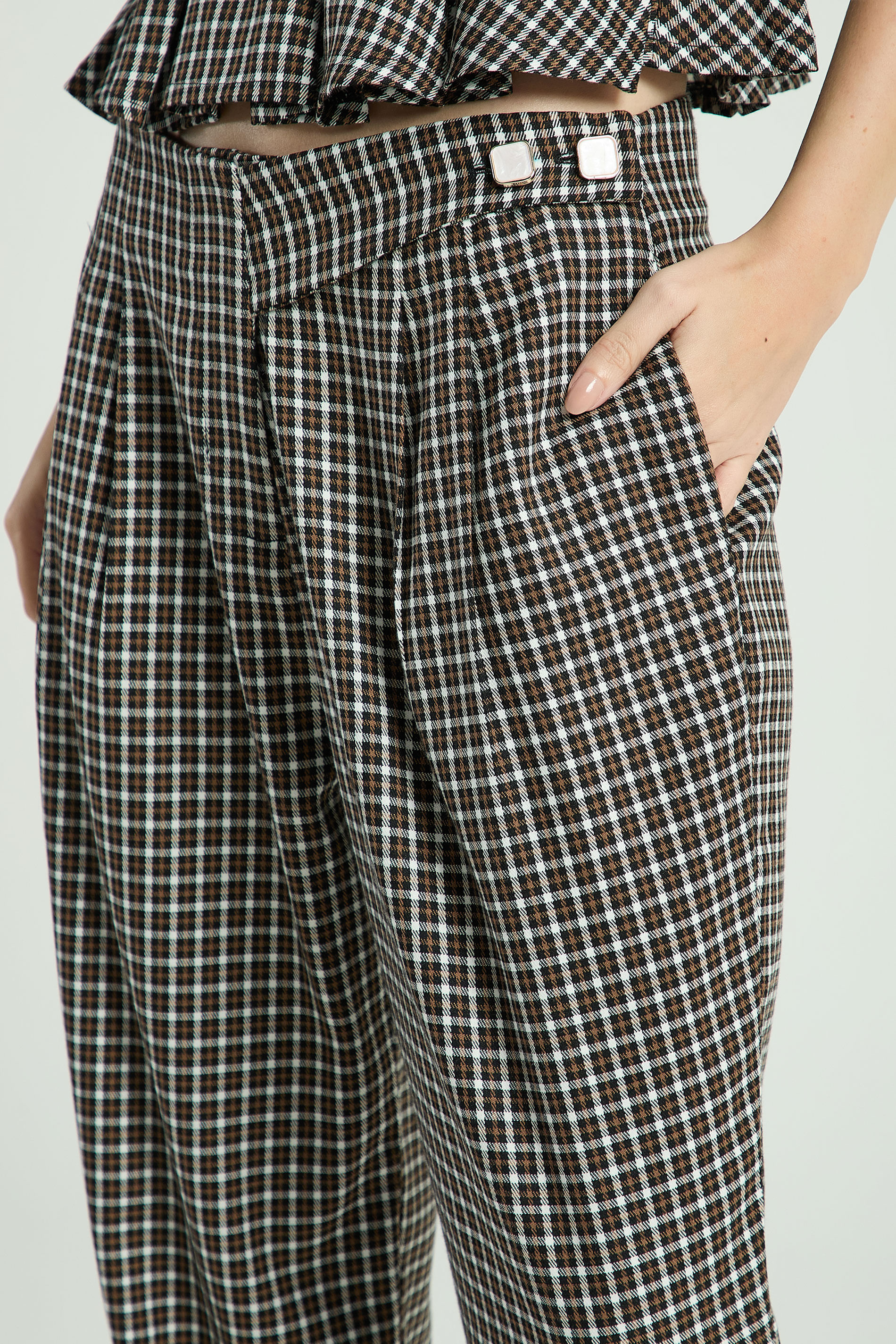 CALÇA MINI XADREZ 2 BOTÕES-PRETO G - PRETO - 310662