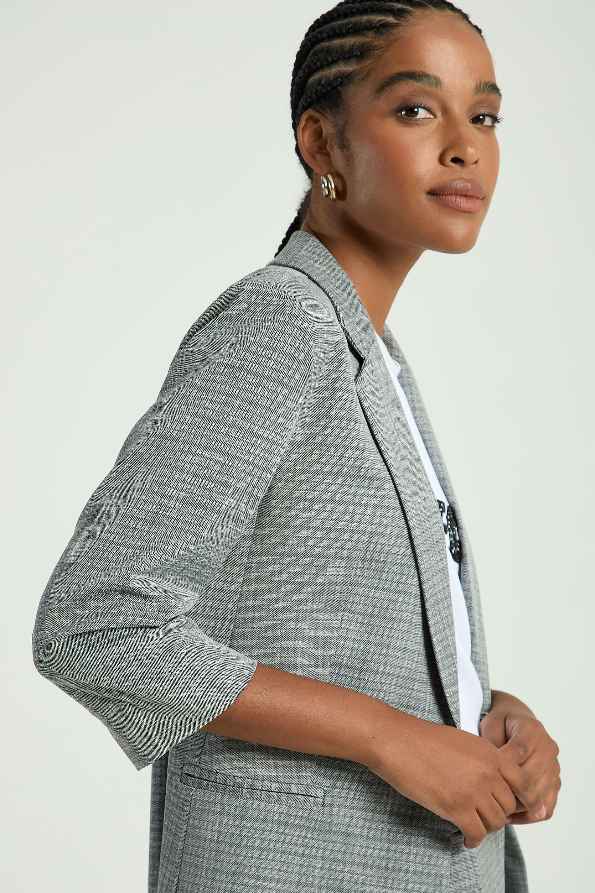 BLAZER ALFAIATARIA MINI XADREZ-PRETO G - PRETO - 310896