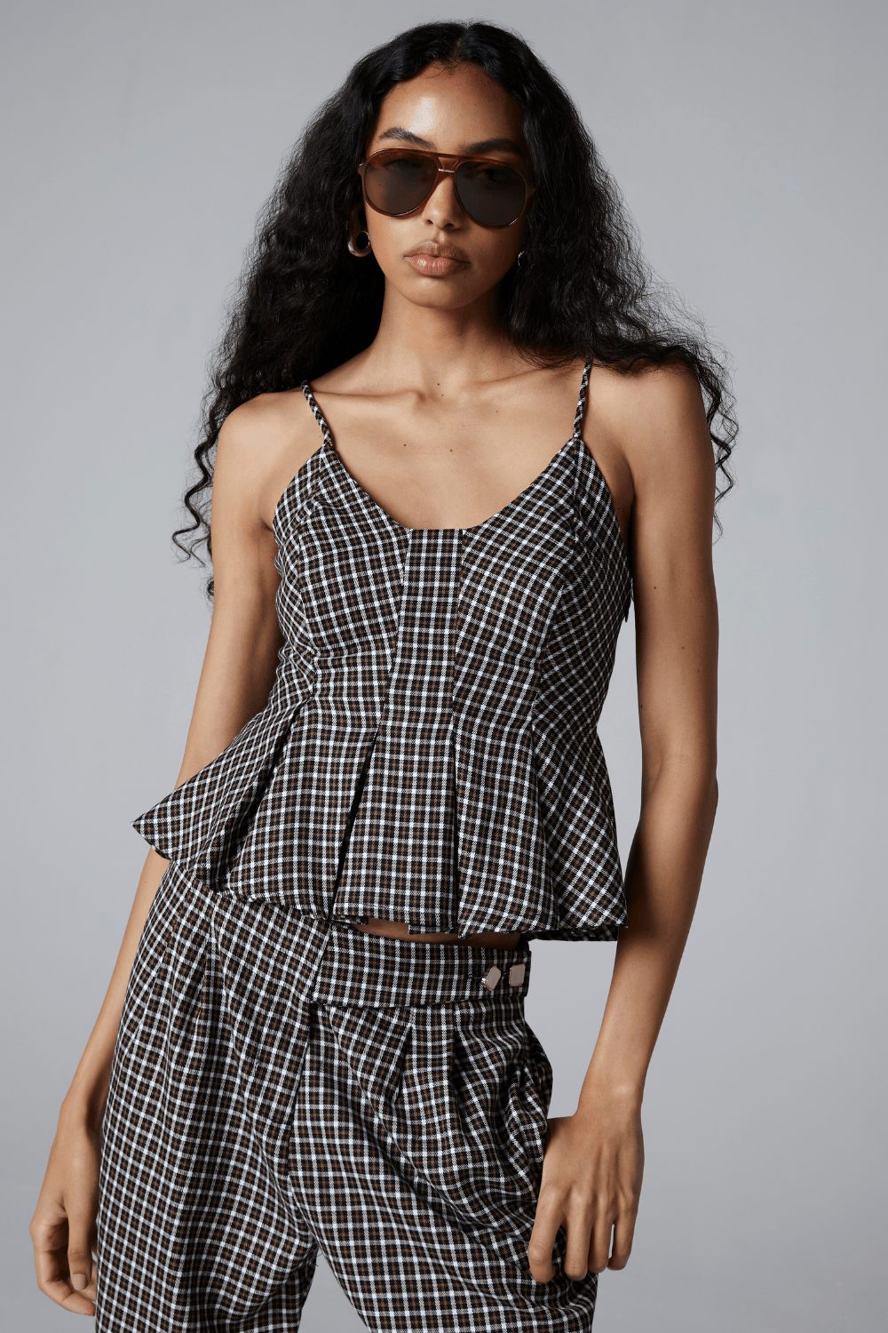 BLUSA MINI XADREZ-PRETO M - PRETO - 311802