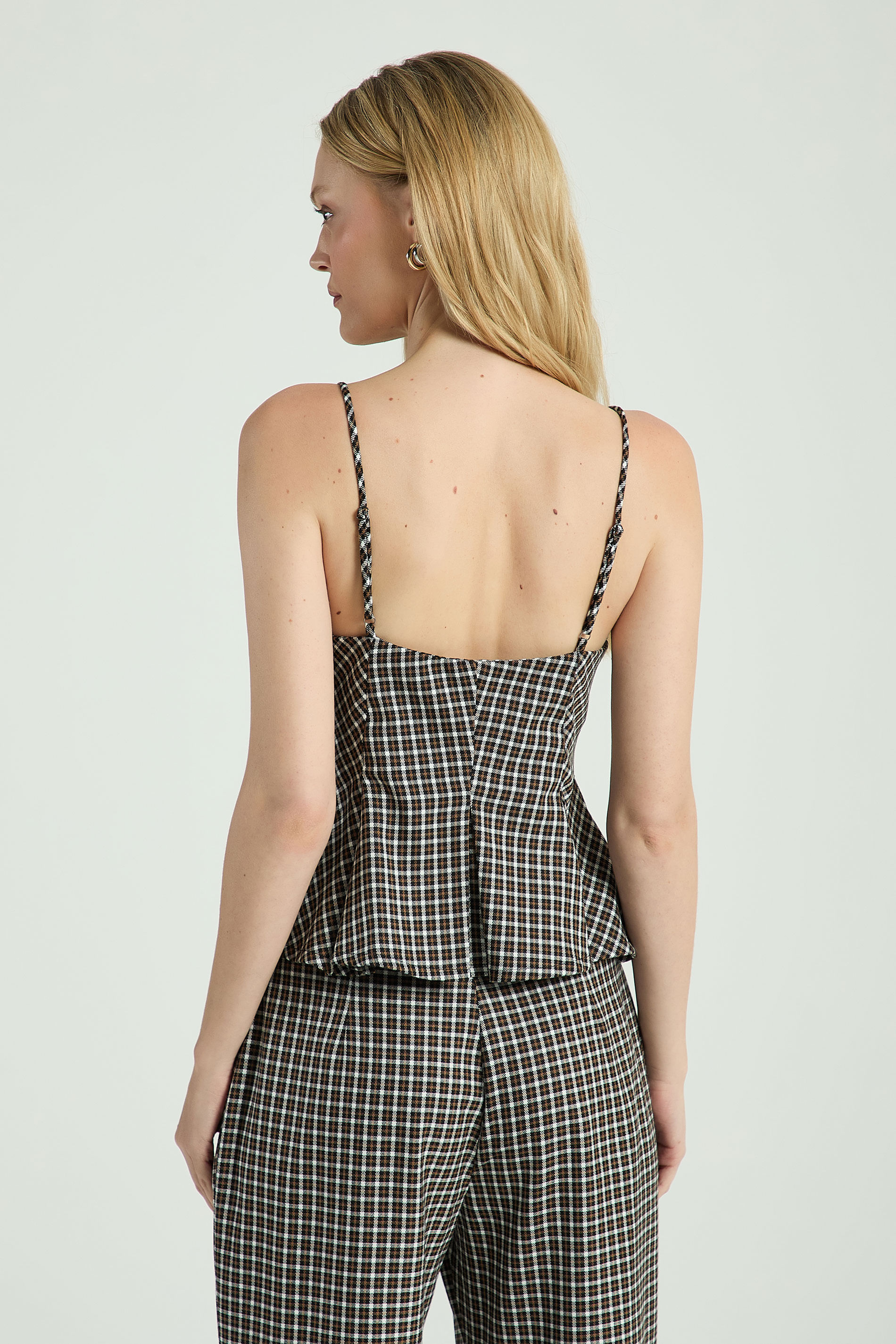 BLUSA MINI XADREZ-PRETO M - PRETO - 311804
