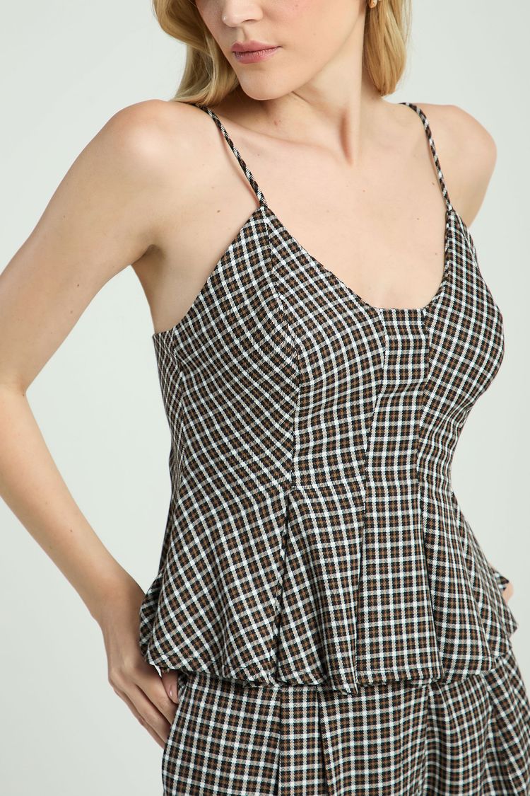 BLUSA MINI XADREZ-PRETO M - PRETO - 311806