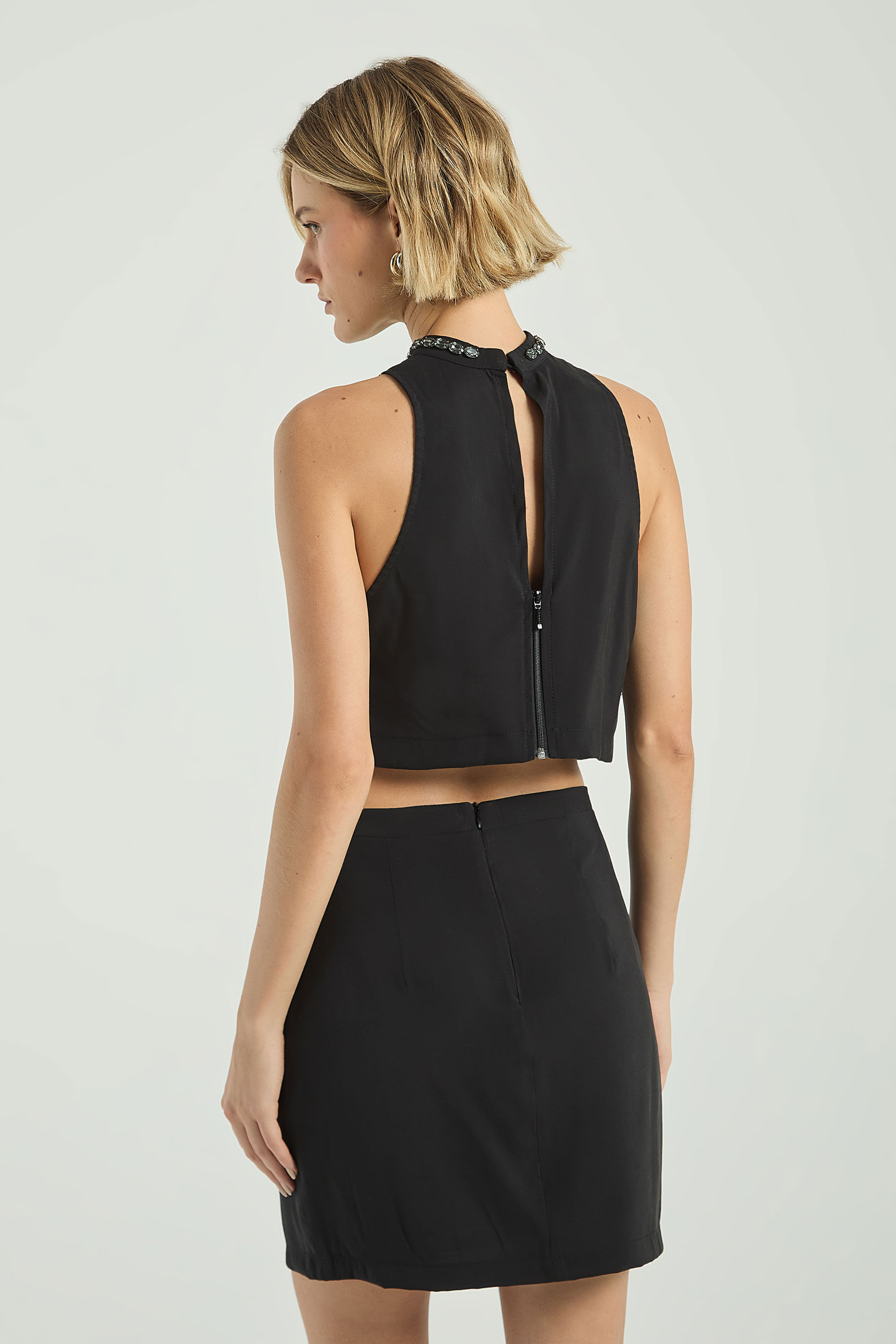 MINI SAIA BORDADA-PRETO P - PRETO - 312280