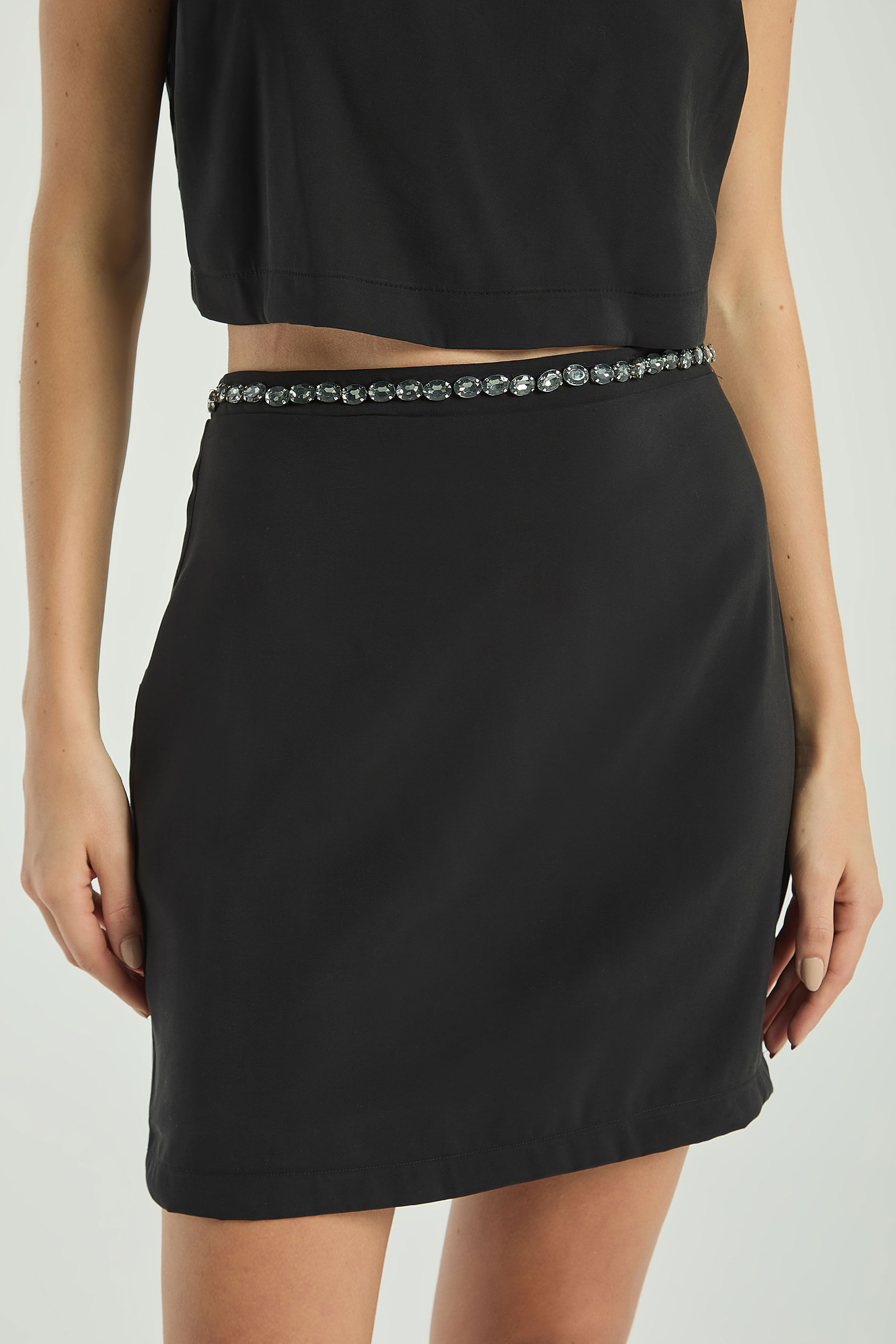 MINI SAIA BORDADA-PRETO P - PRETO - 312282