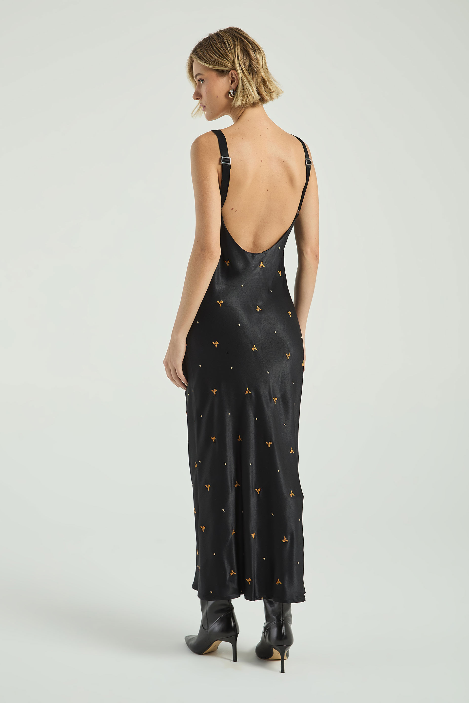 VESTIDO MIDI SLEEP DRESS BORDADO - PRETO M - PRETO - 312641