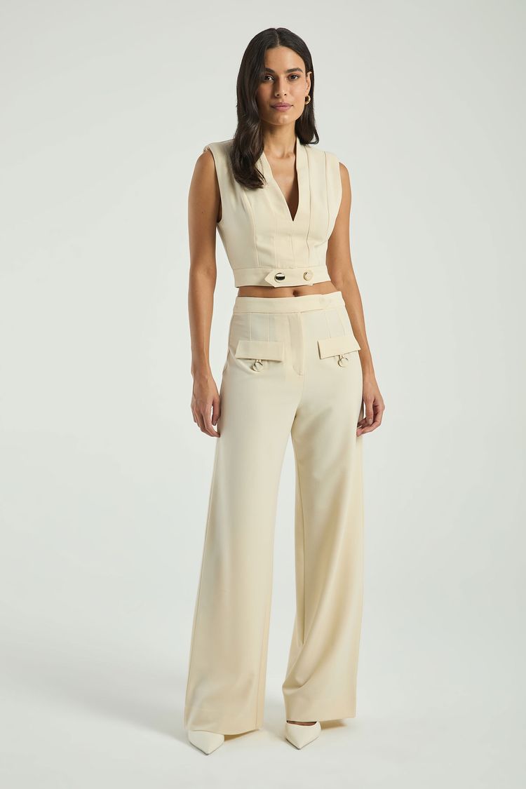 CALÇA COM BOLSOS LAPELA-AVEIA M - AVEIA - 312823