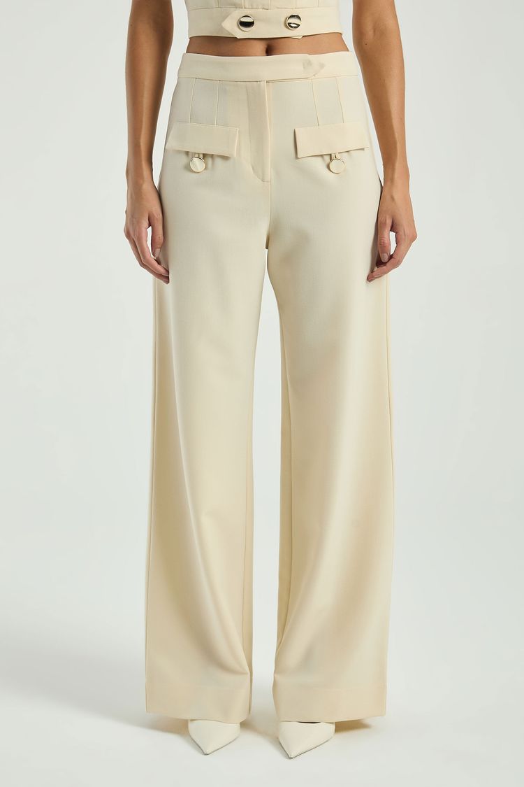 CALÇA COM BOLSOS LAPELA-AVEIA M - AVEIA - 312825