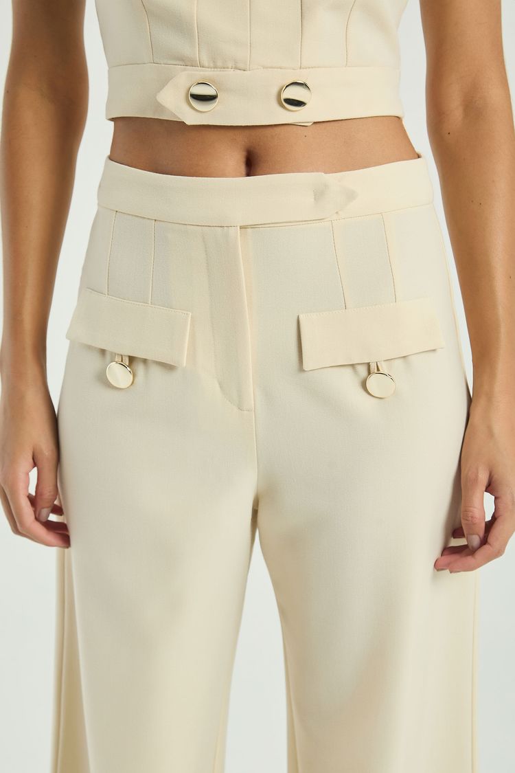 CALÇA COM BOLSOS LAPELA-AVEIA M - AVEIA - 312826