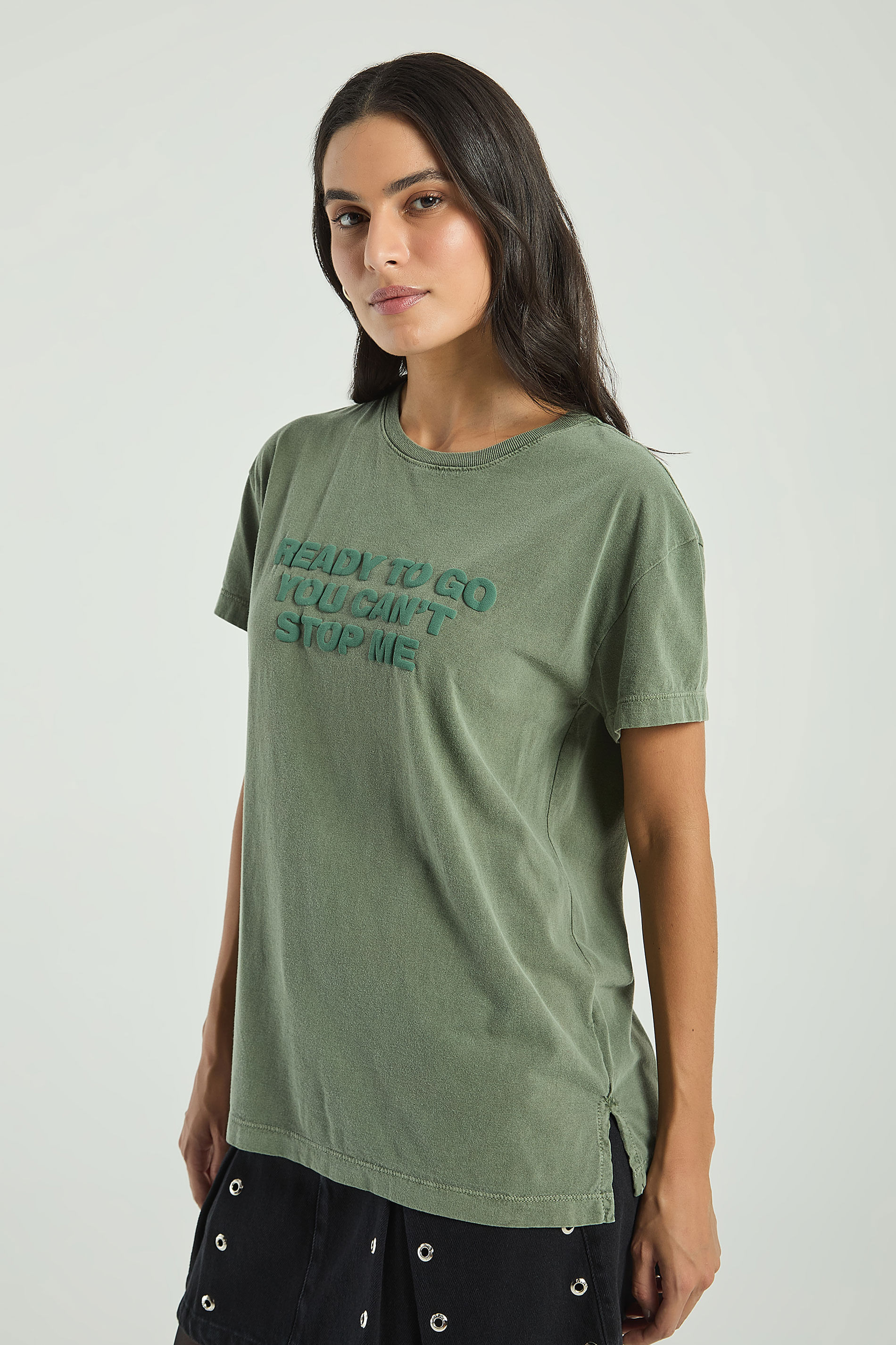 T-SHIRT SILK STOP ME-CINZA ESVERDEADO M - CINZA ESVERDEADO - 313263