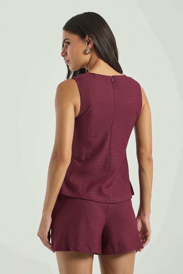 SHORT BÁSICO C/ LUREX-VINHO / PRATA PP - VINHO / PRATA - 313542