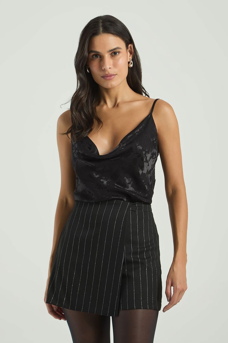 SHORT SAIA PESPONTOS LUREX-PRETO G - PRETO - 313597