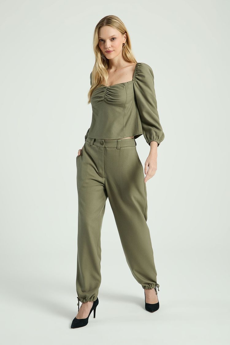 BLUSA RISCAS FINAS-CINZA ESVERDEADO PP - CINZA ESVERDEADO - 313875