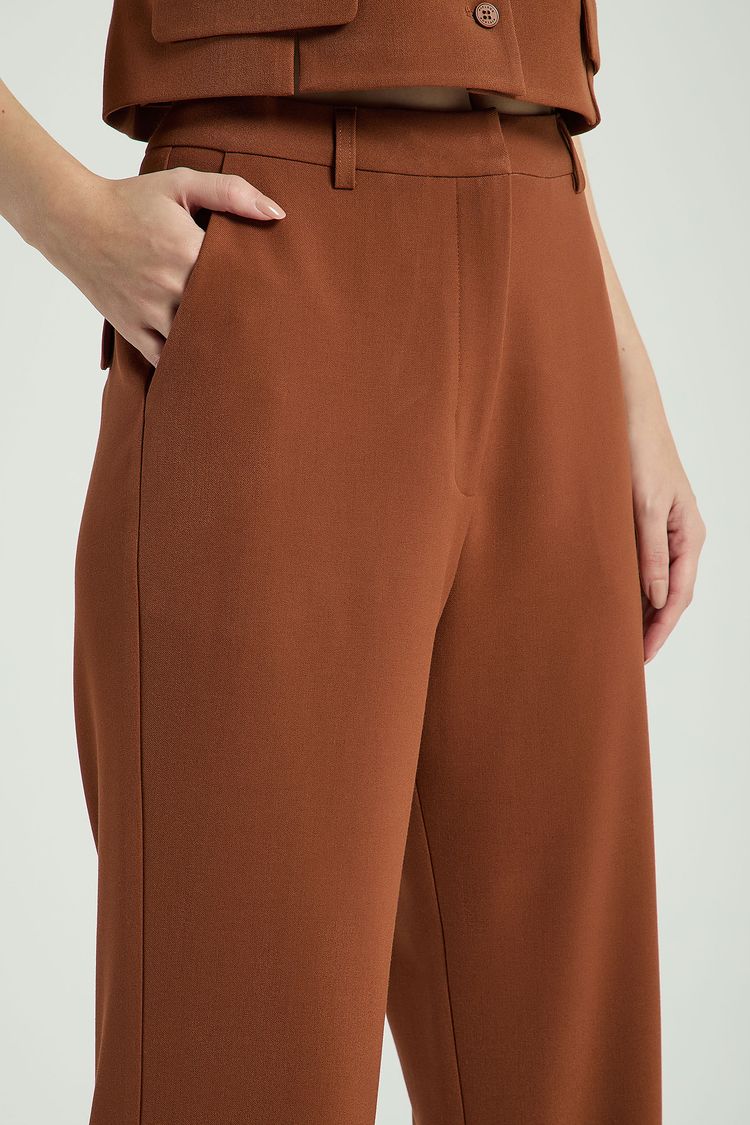 CALÇA LISA - BEGE ESCURO P - BEGE ESCURO - 314197